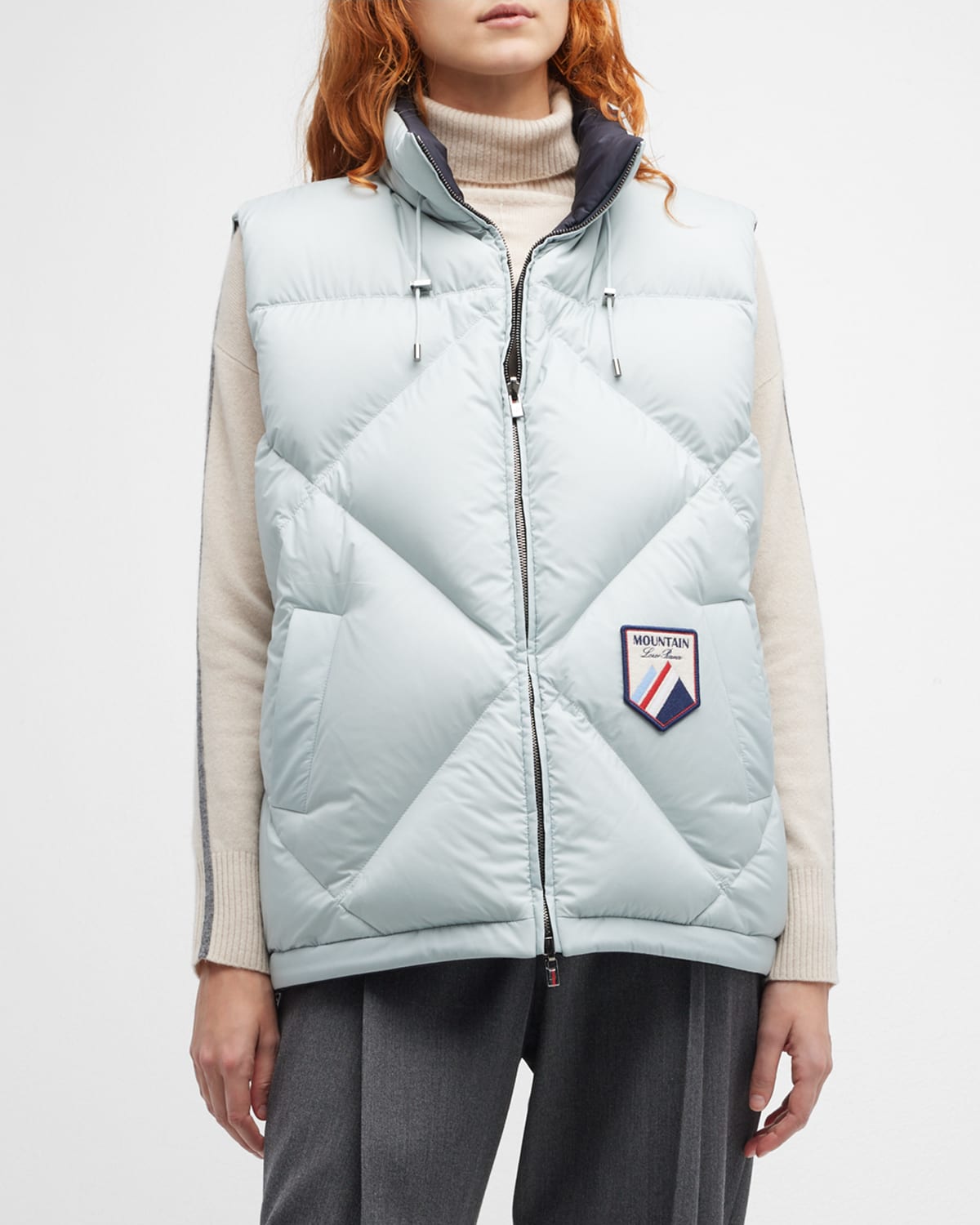 Loro Piana Quilted Down Vest In B2u0 Bleached Blu
