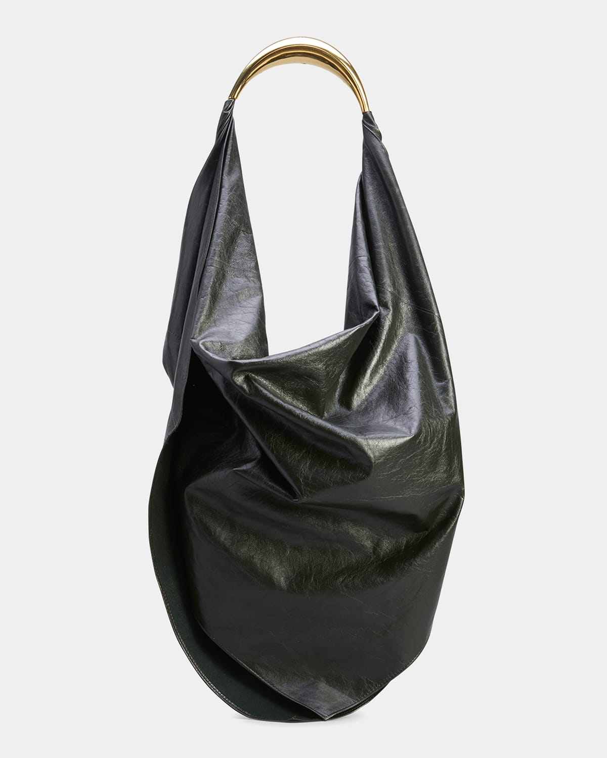Bottega Veneta Bandana Slouchy Leather Shoulder Bag In Dark Green
