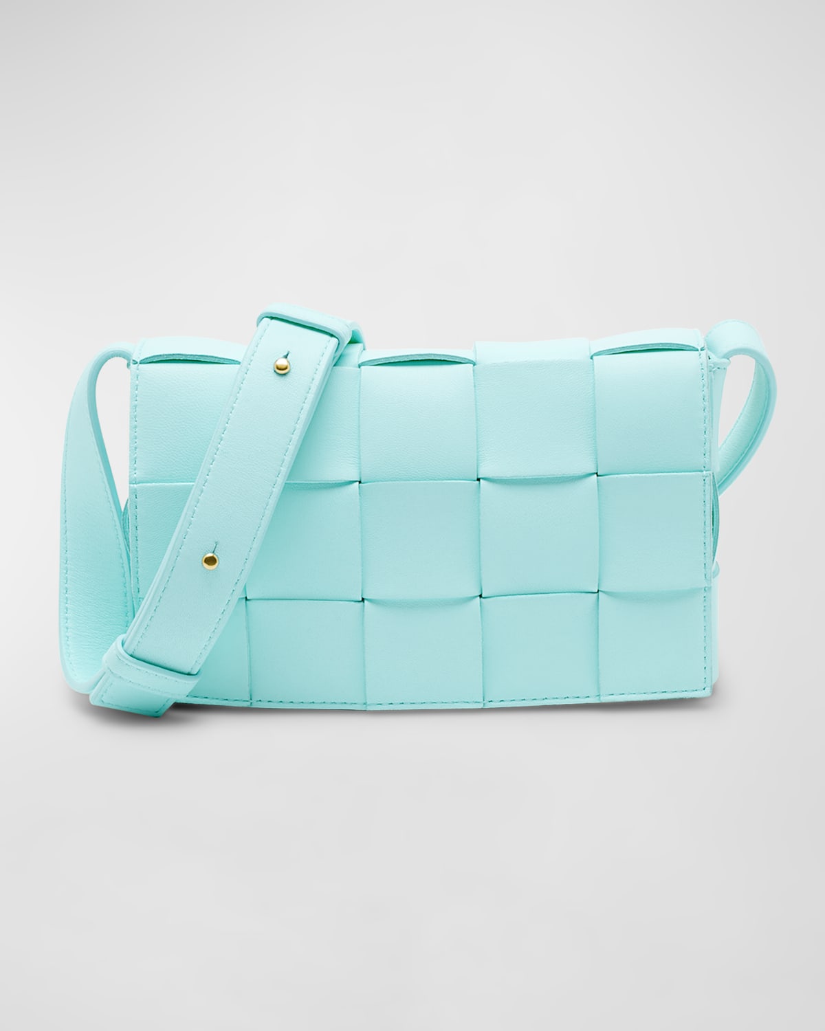 Bottega Veneta Cassette Intrecciato Lambskin Shoulder Bag In Celadon-gold