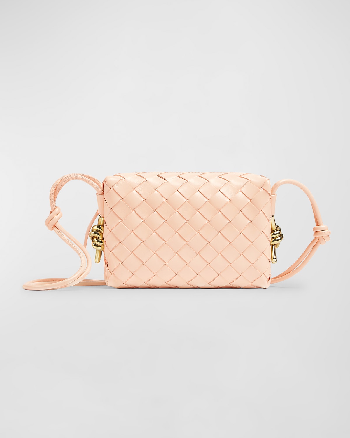 Bottega Veneta Mini Loop Knot Intrecciato Crossbody Bag In Macaroon-muse Bra