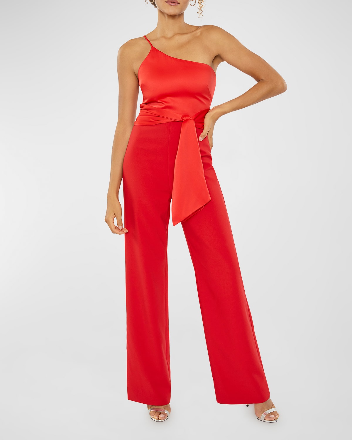Likely Yara Tailored One-shoulder Jumpsuit In Scarlet