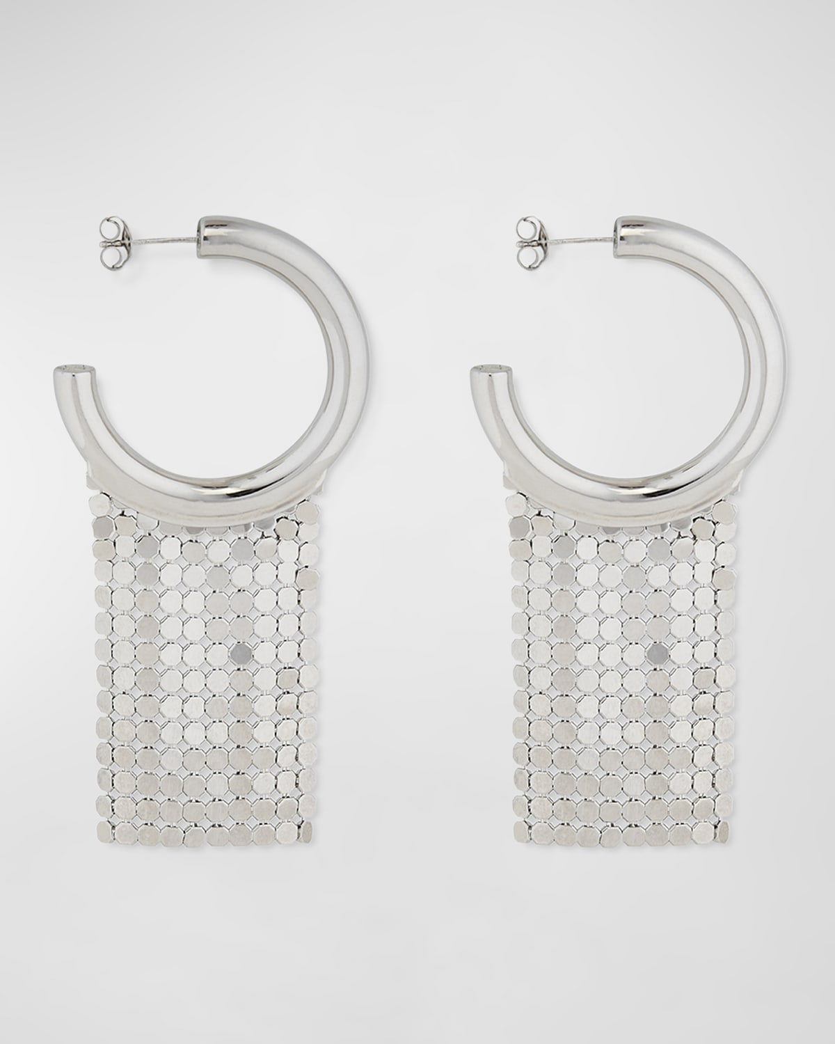 Paco Rabanne Pixel Drop Hoop Earrings In Silver
