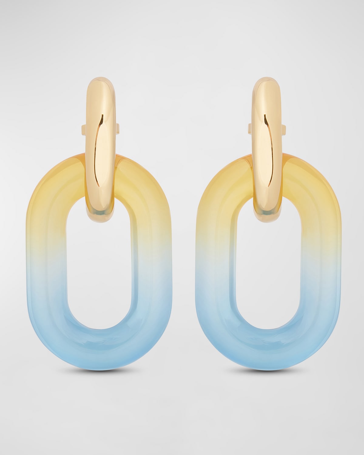 Shop Paco Rabanne Xl Double Chain-link Earrings In Gold /blue/orange