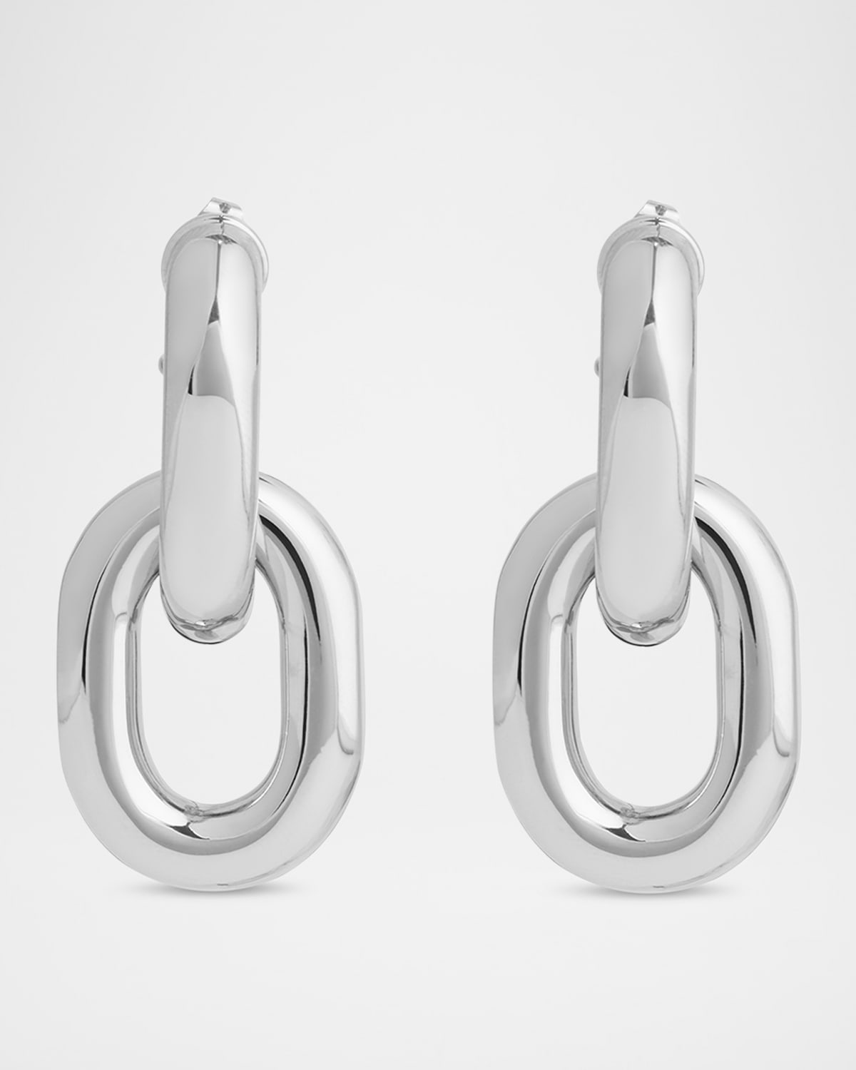 Rabanne Xl Double Chain-link Earrings In Silver