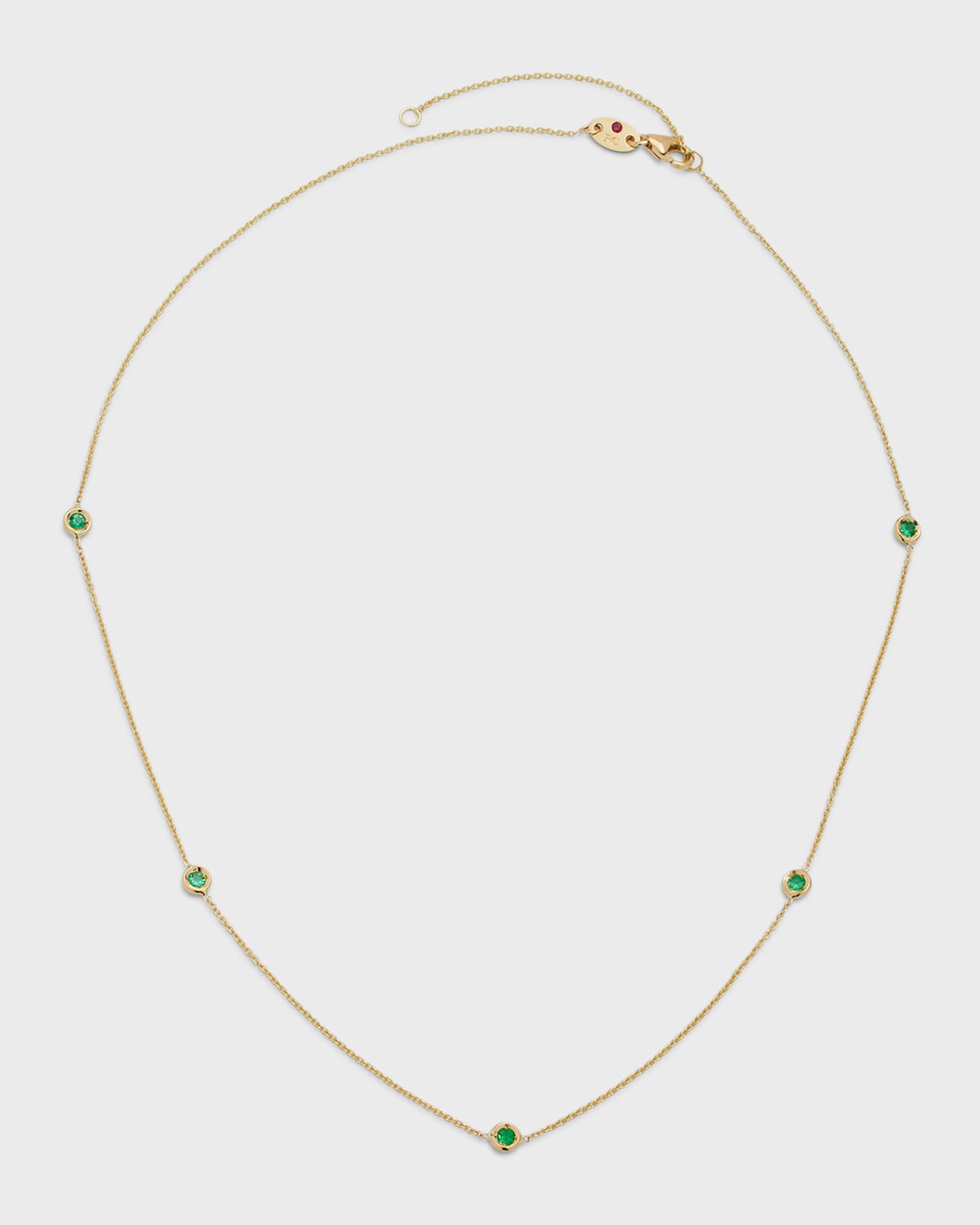 Roberto Coin 18k Yellow Gold 5-station Emerald Necklace In Yg