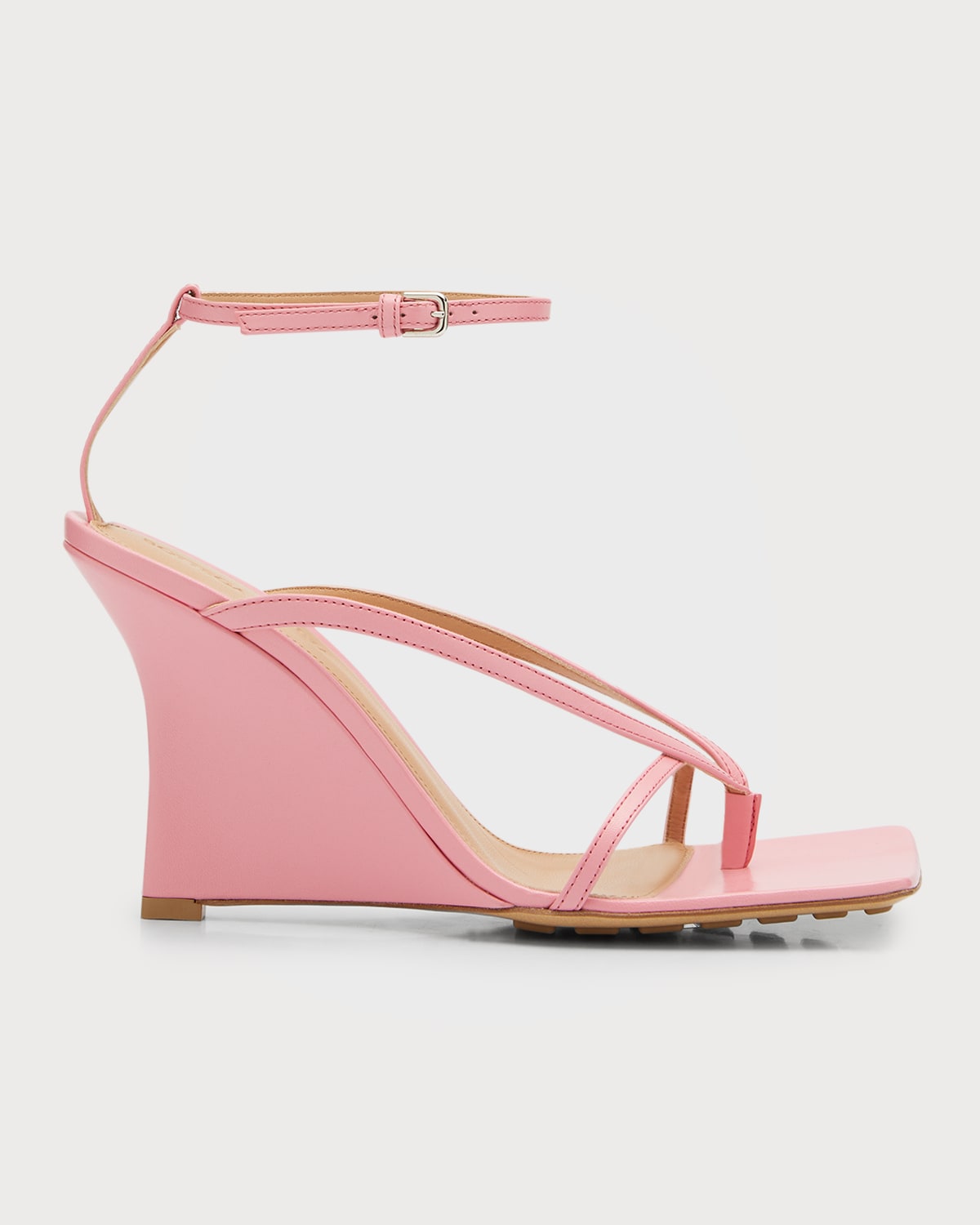 Bottega Veneta Women's Stretch Strappy Wedge Sandals In Pink