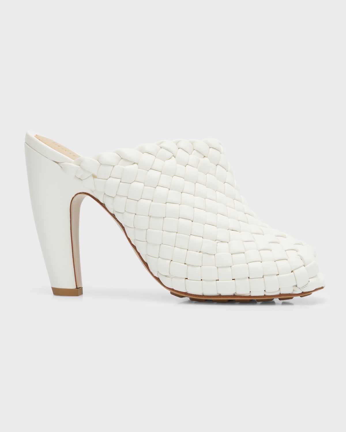 Bottega Veneta Lido Weave Peep-Toe Mule Sandals
