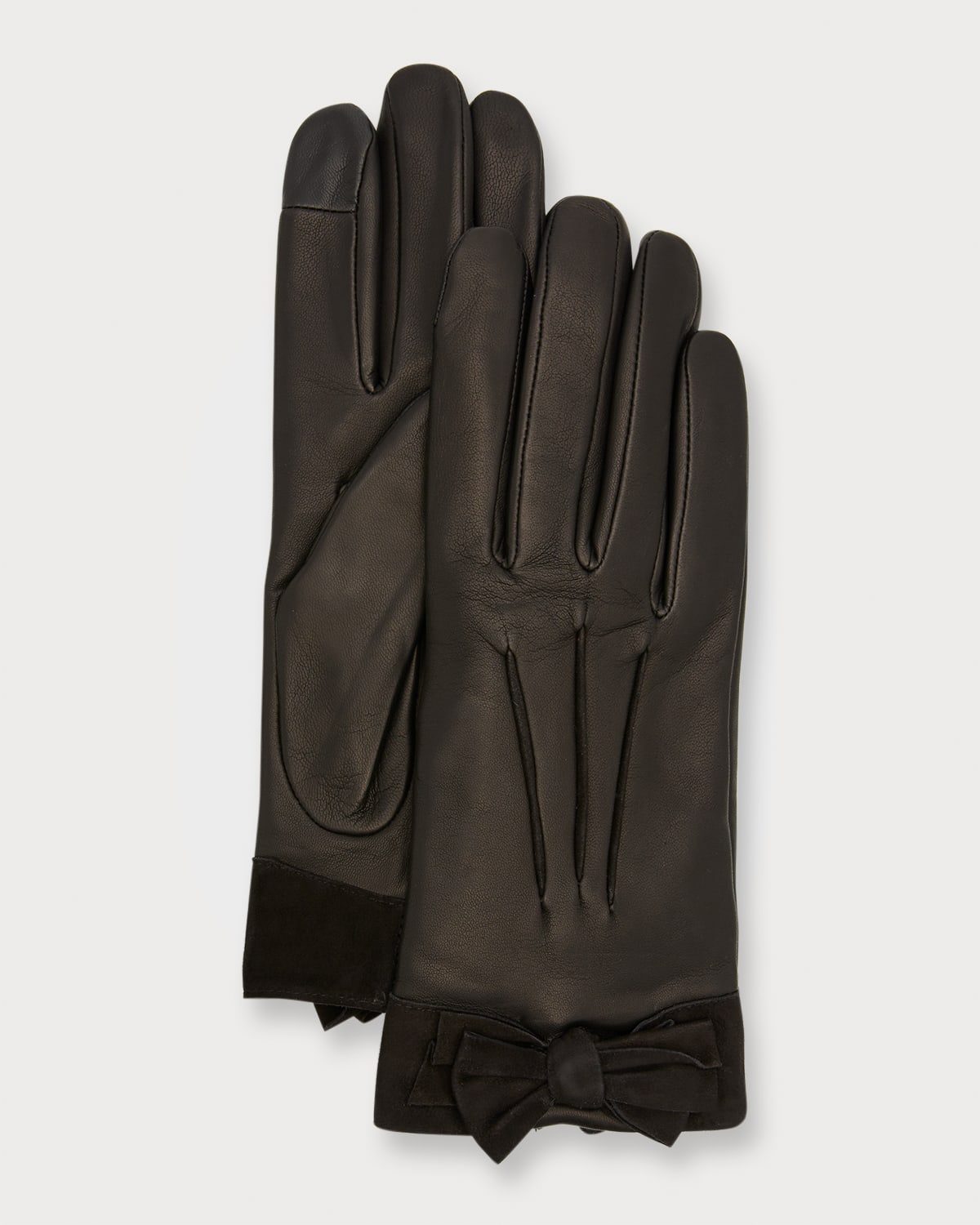 Francine Leather Gloves With Bow Cuffs