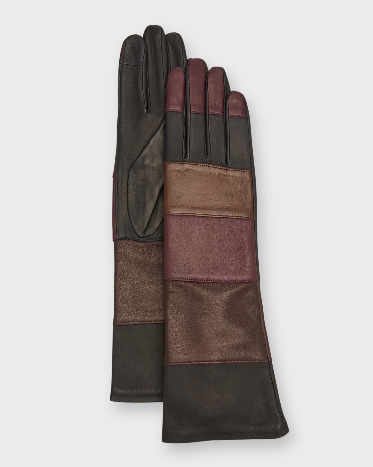 Agnelle Carla Color-Block Leather Gloves