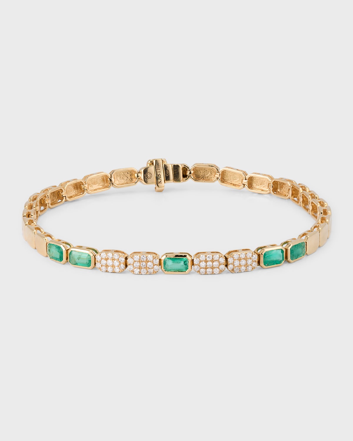 Kastel Jewelry Chemin Bezel Link Bracelet With Emeralds And Diamonds