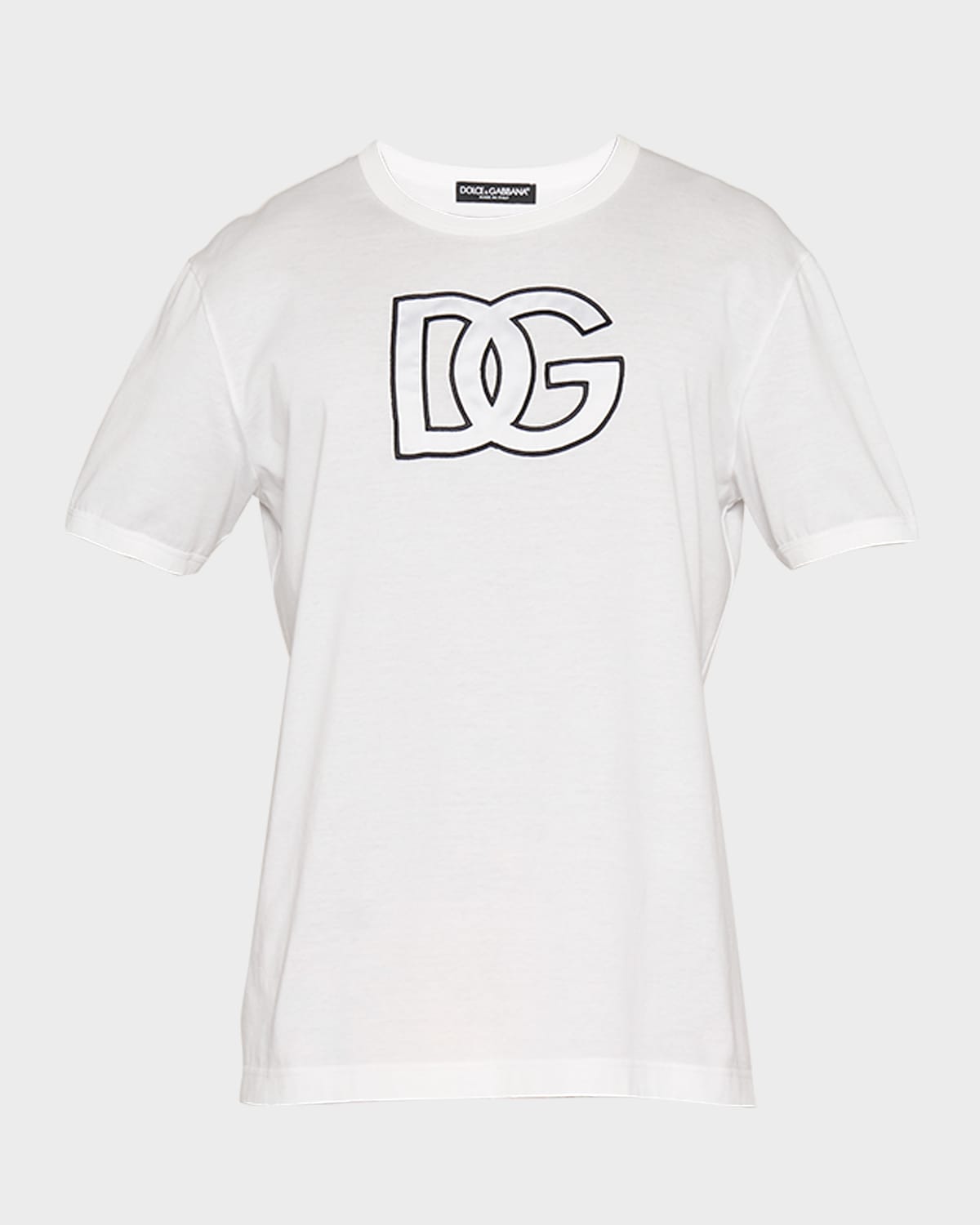 Shop Dolce & Gabbana Men's T-shirt With Satin Dg Patch In White