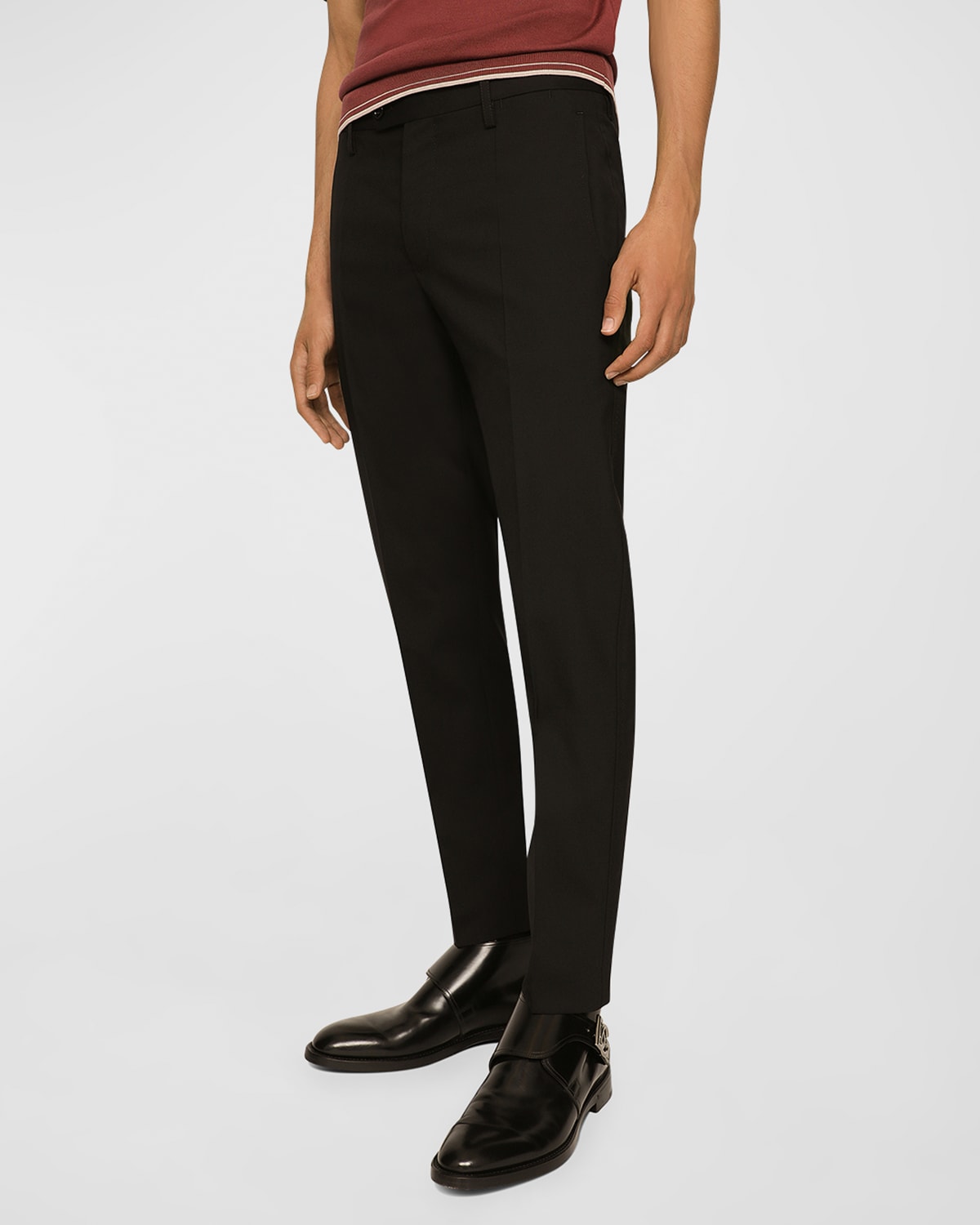 Dolce & Gabbana Men's Solid Cashmere-silk Trousers In Black