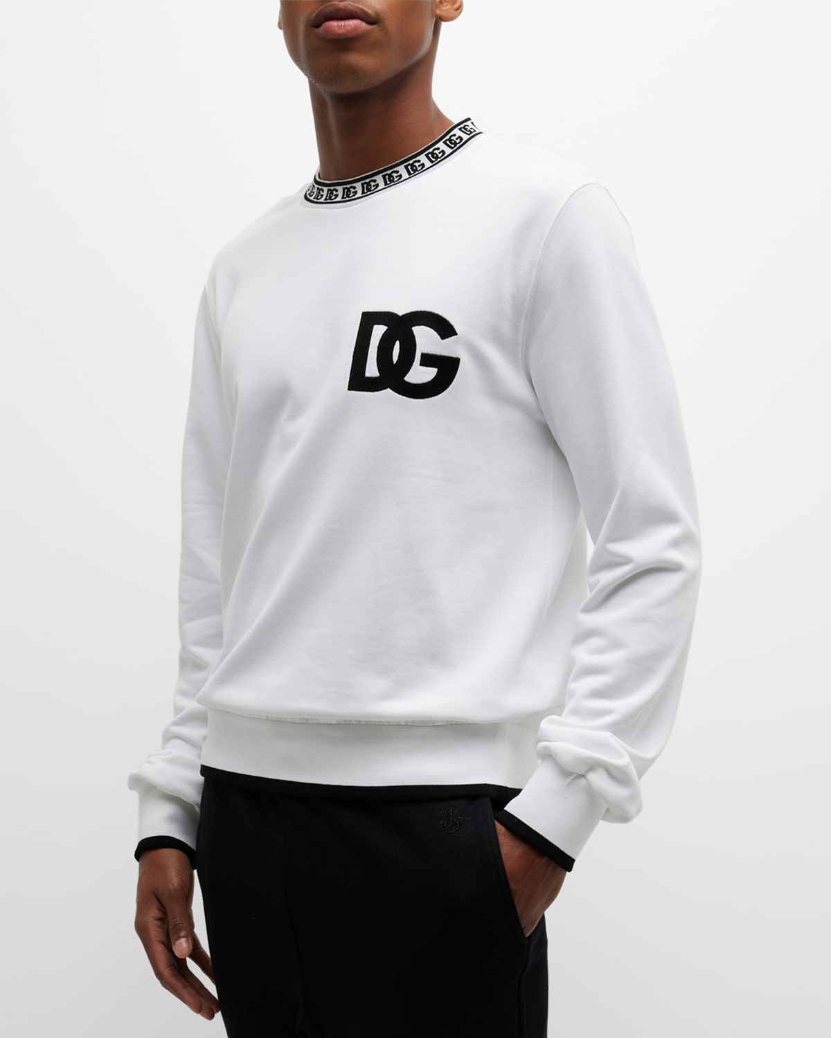 Dolce & Gabbana Men's Dg-collar Sweatshirt In Opt White