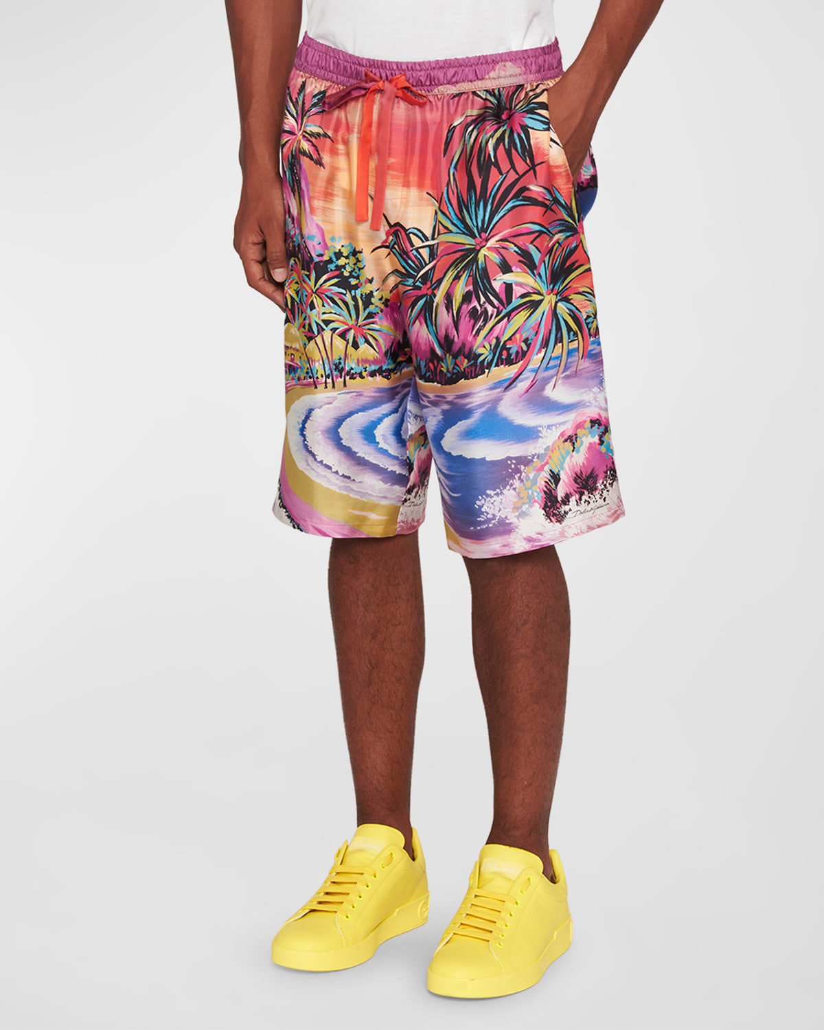 Dolce & Gabbana Bermuda Shorts With Hawaii Print In Multi