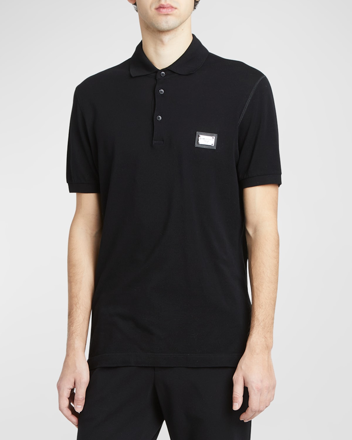 Shop Dolce & Gabbana Men's Basic Polo Shirt With Logo Plaque In Black