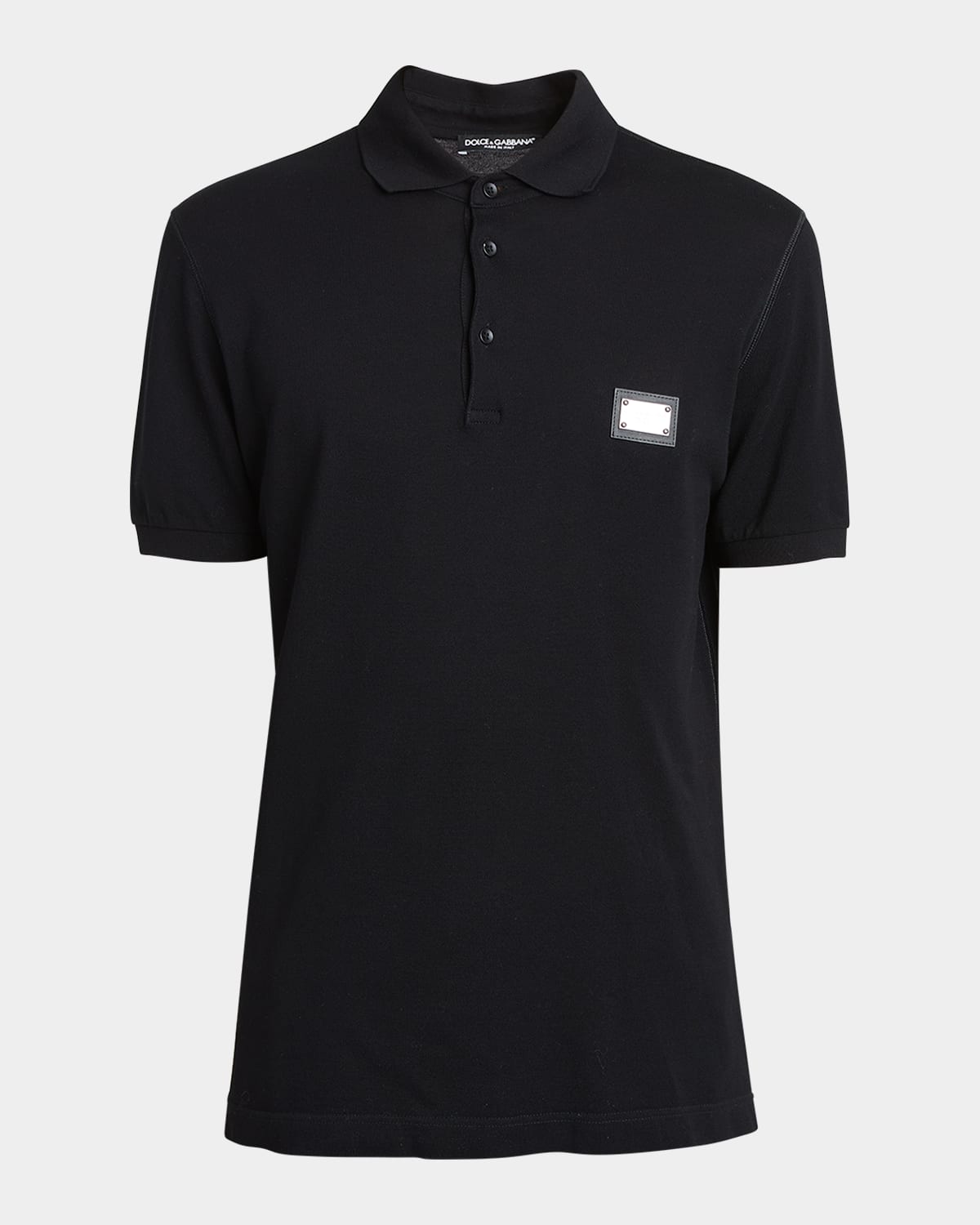 Shop Dolce & Gabbana Men's Basic Polo Shirt With Logo Plaque In Black