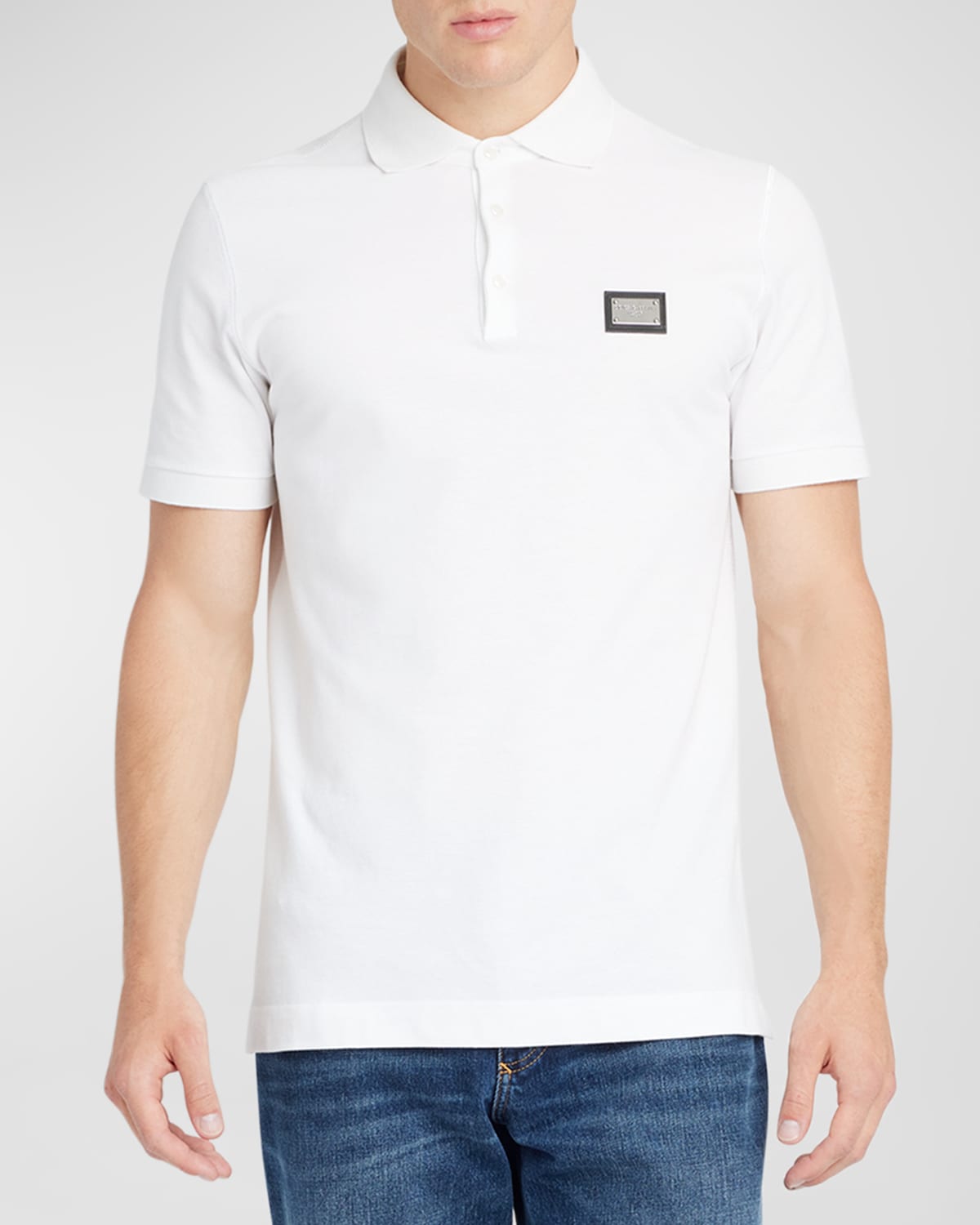 Dolce & Gabbana Cotton Piqué Polo-shirt With Branded Tag In White