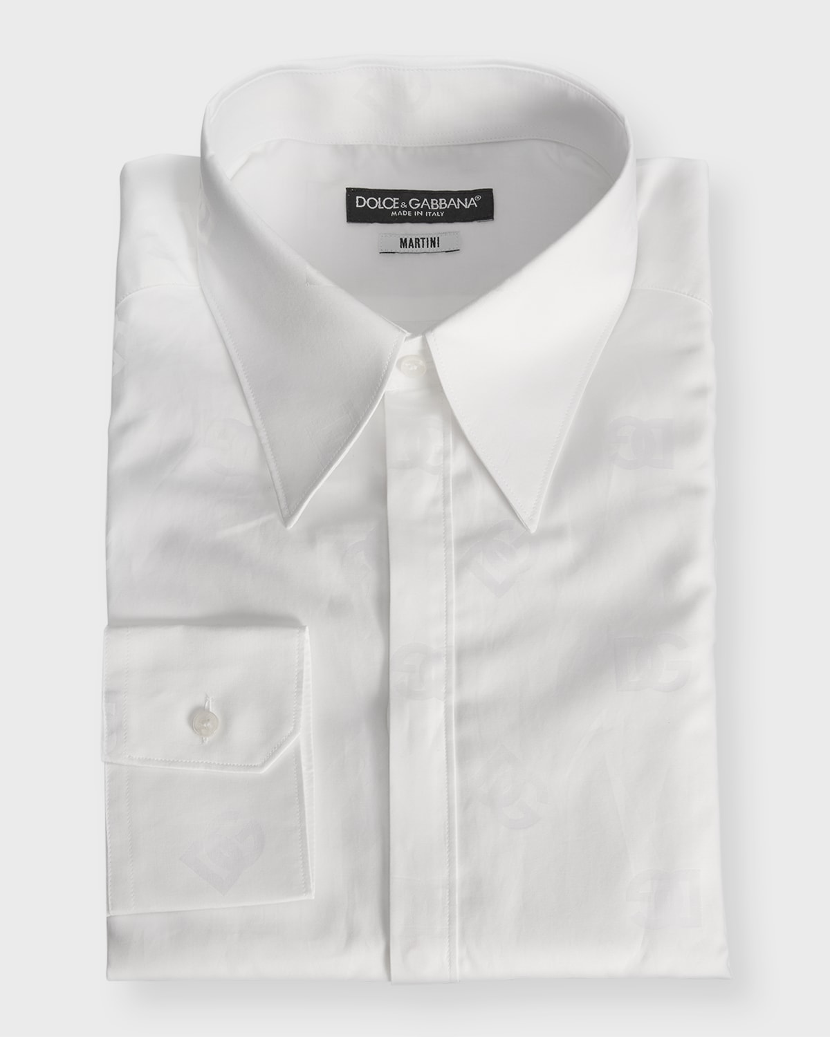 Dolce & Gabbana Dg Striped Jacquard Cotton Poplin Shirt In White