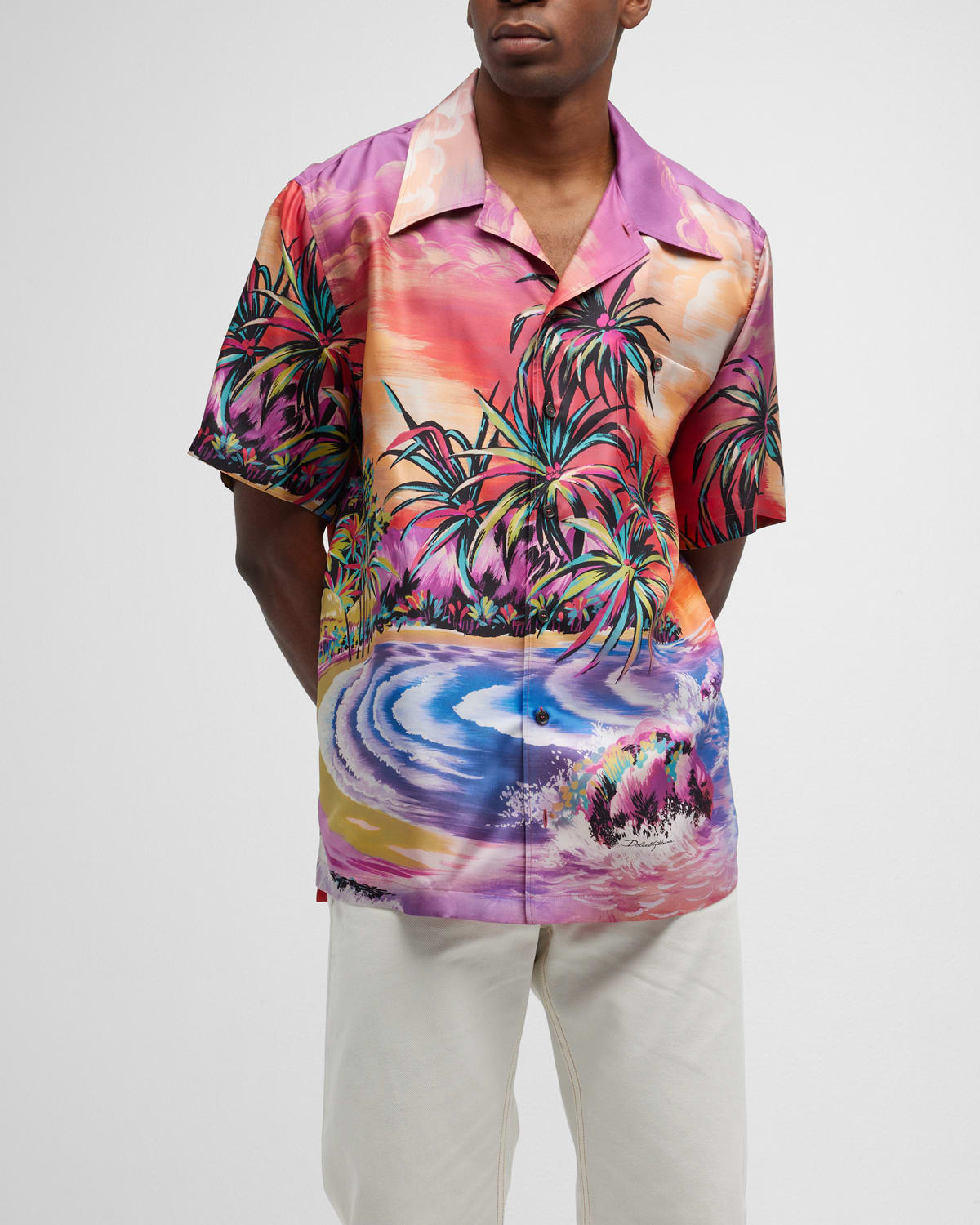 Dolce & Gabbana Silk All Over DG Hawaiian Print Shirt Red Multicolor Men's  - SS22 - US