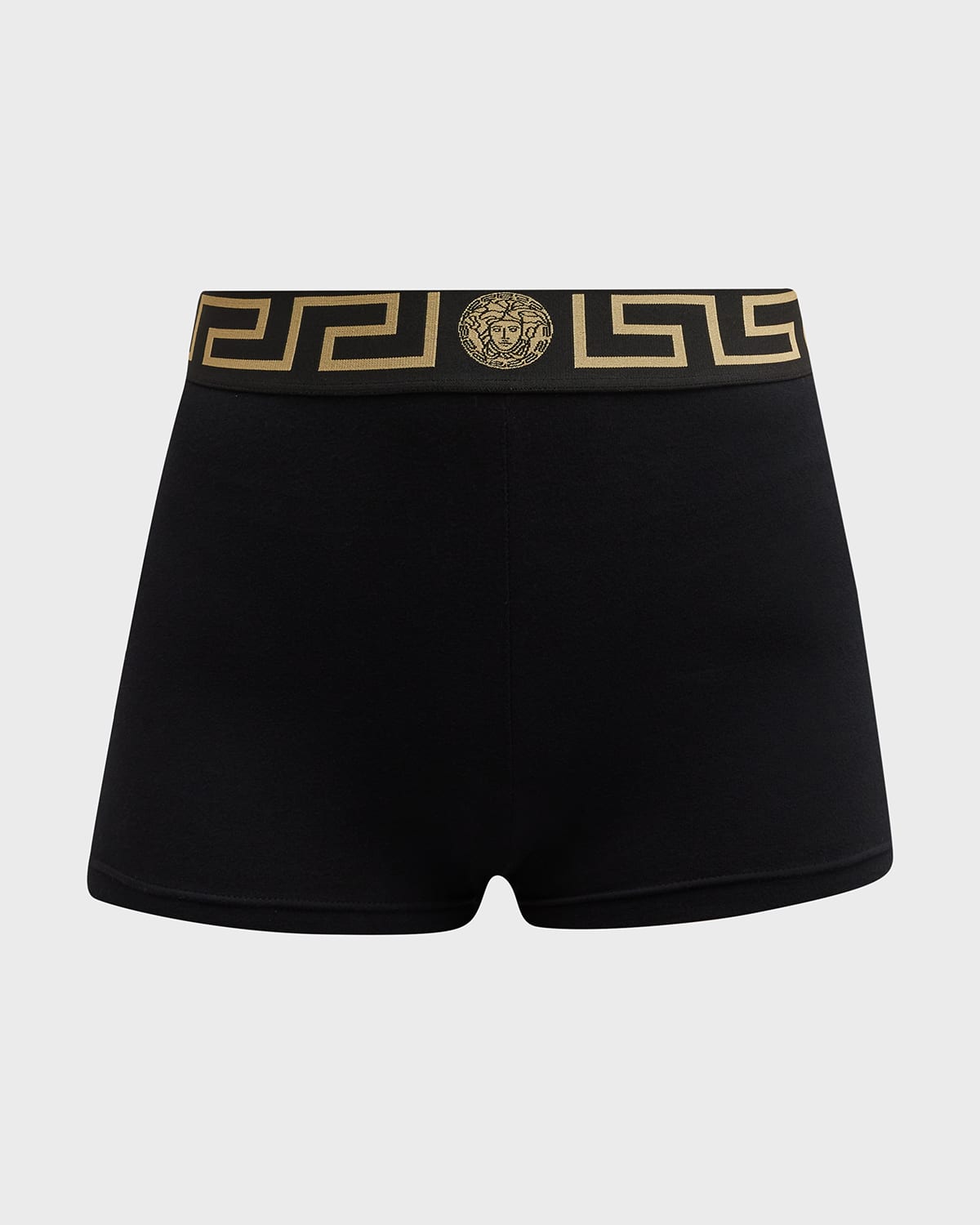 Versace Icon High-rise Greca Border Boyshorts In Black