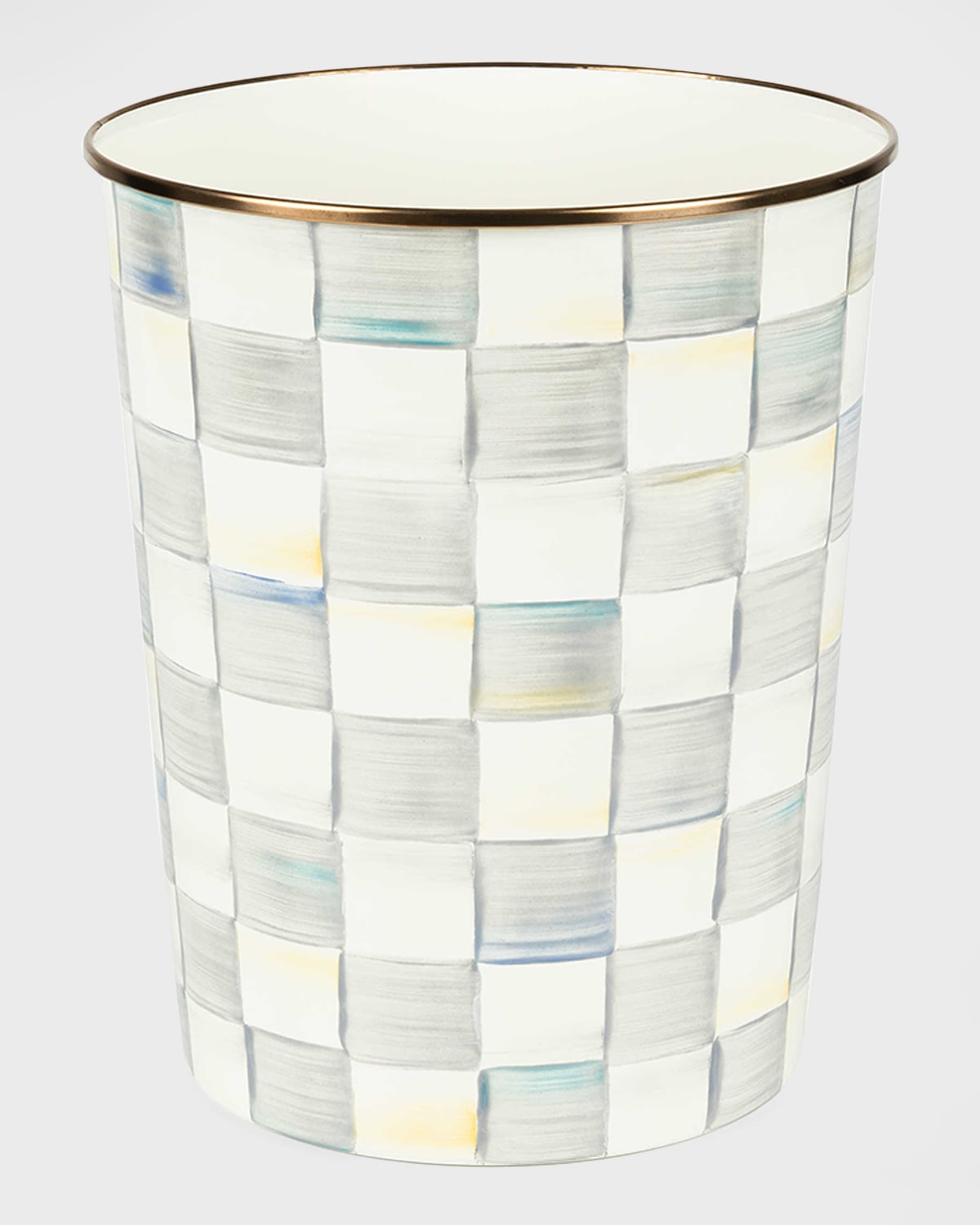 Mackenzie-childs Mackenzie Childs Sterling Check Enameled Steel Waste Bin