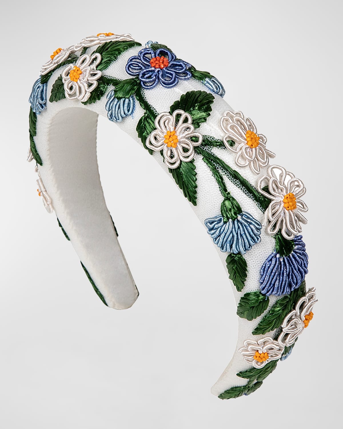 Jennifer Behr Mariana Voilette Headband W/ Floral Applique Details In Multi