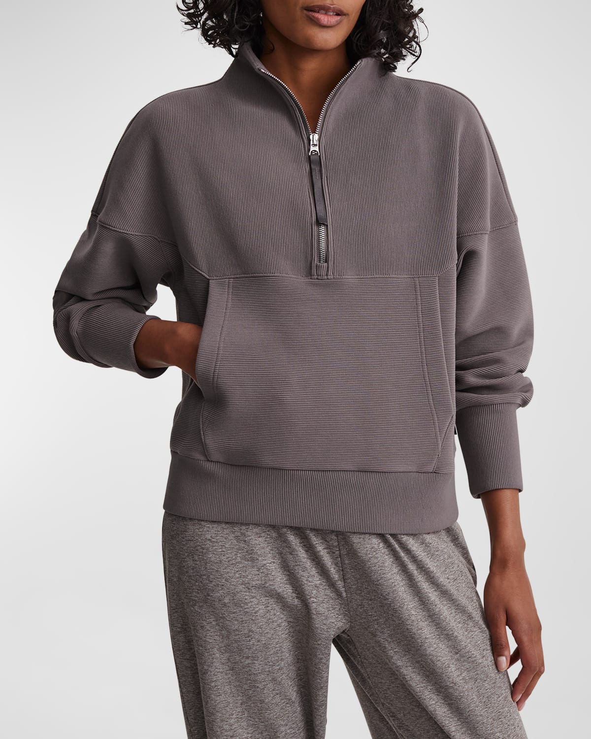 Varley Acadia Half-zip Pullover In Deep Charcoal