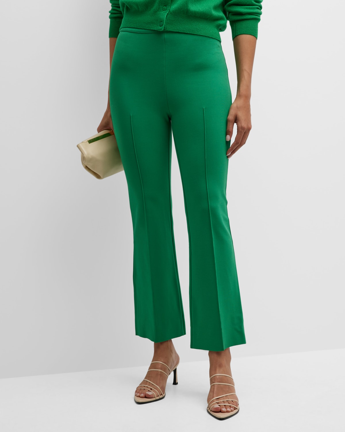 THE PORTERFIELD CROP PINTUCK FLARE PANTS KELLY GREEN – greyven