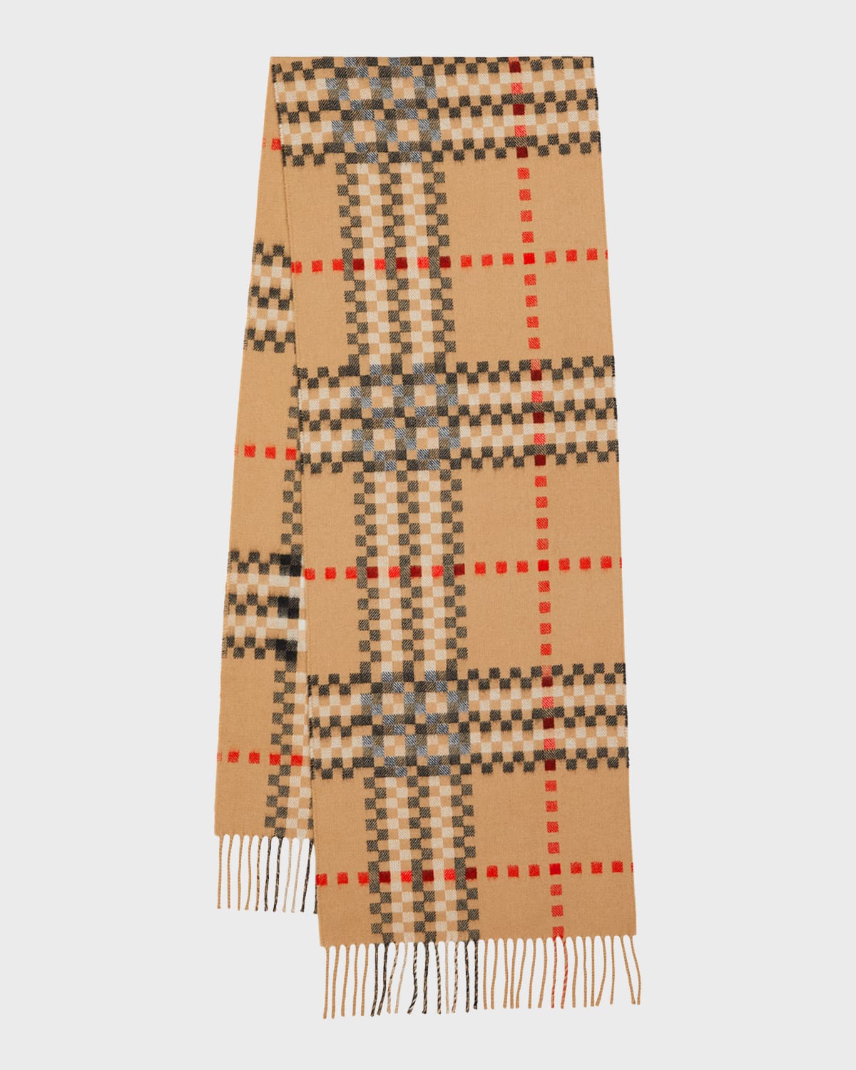 Burberry Pixelated Check Cashmere Scarf