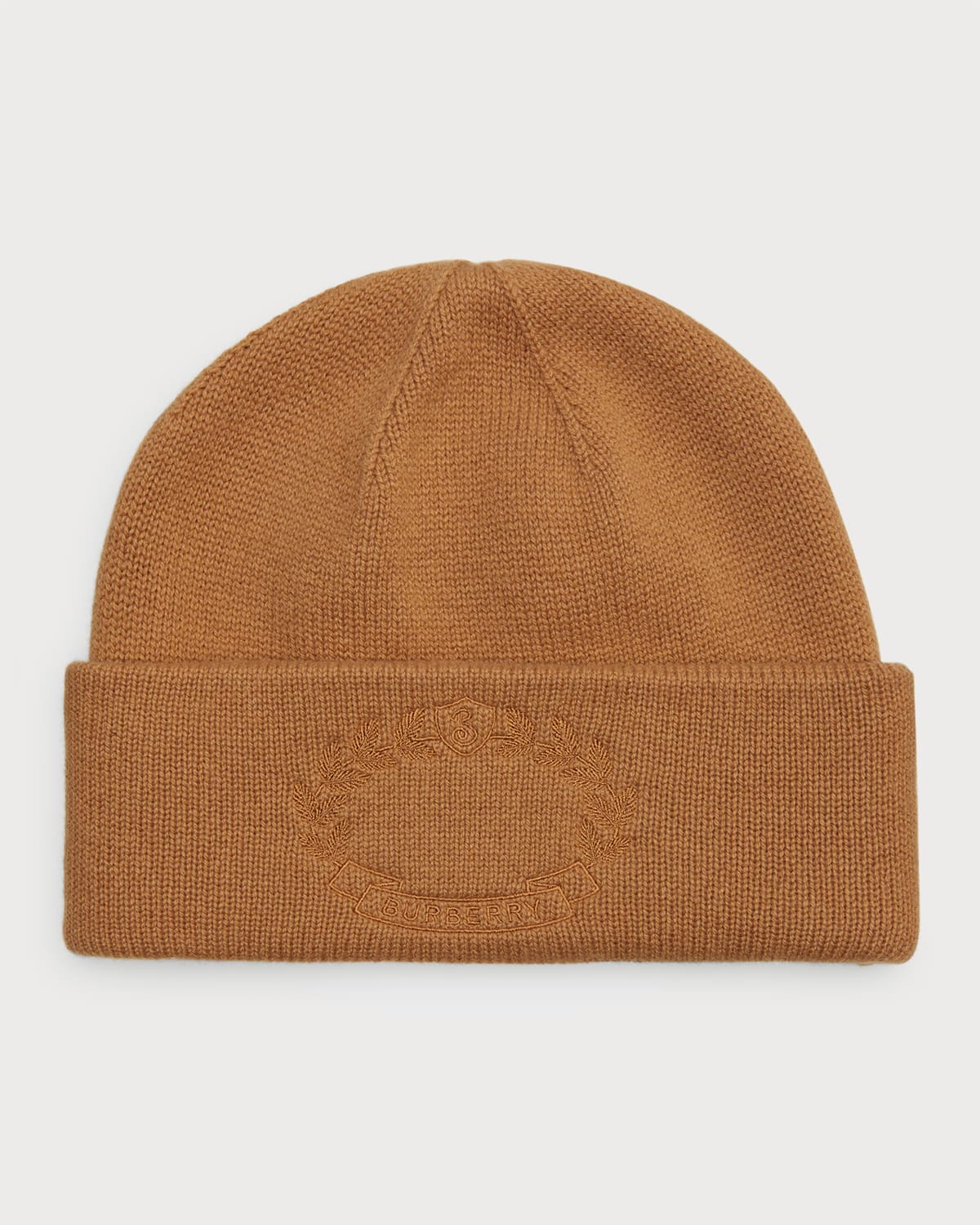 Shop Burberry Ghost Crest Cashmere Beanie In Camel