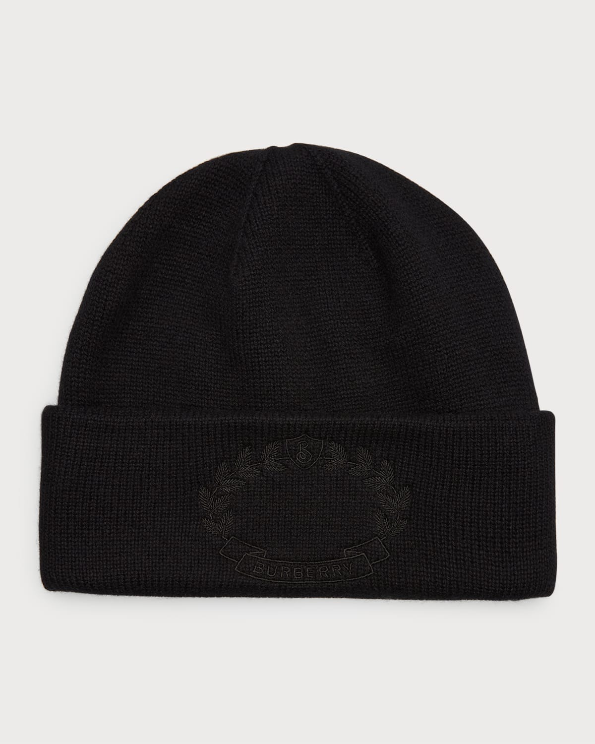 Burberry Ghost Crest Cashmere Beanie In Black