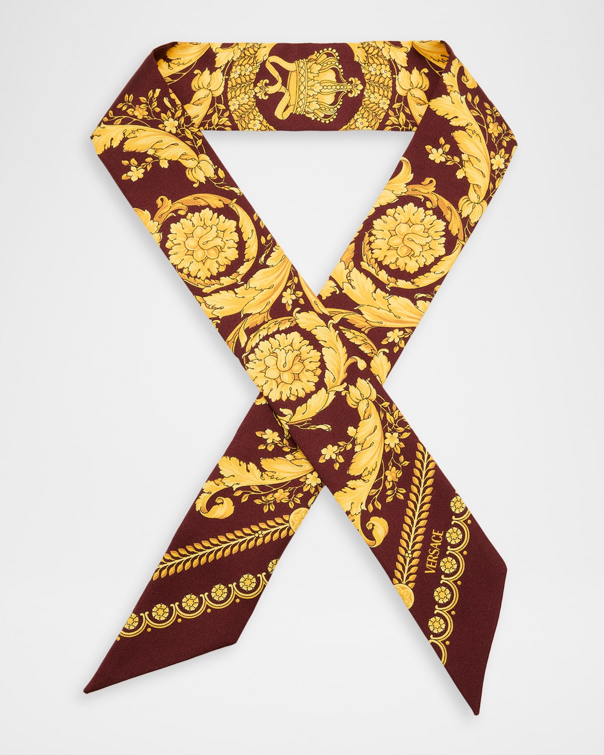 Versace Barocco Silk Twill Skinny Scarf