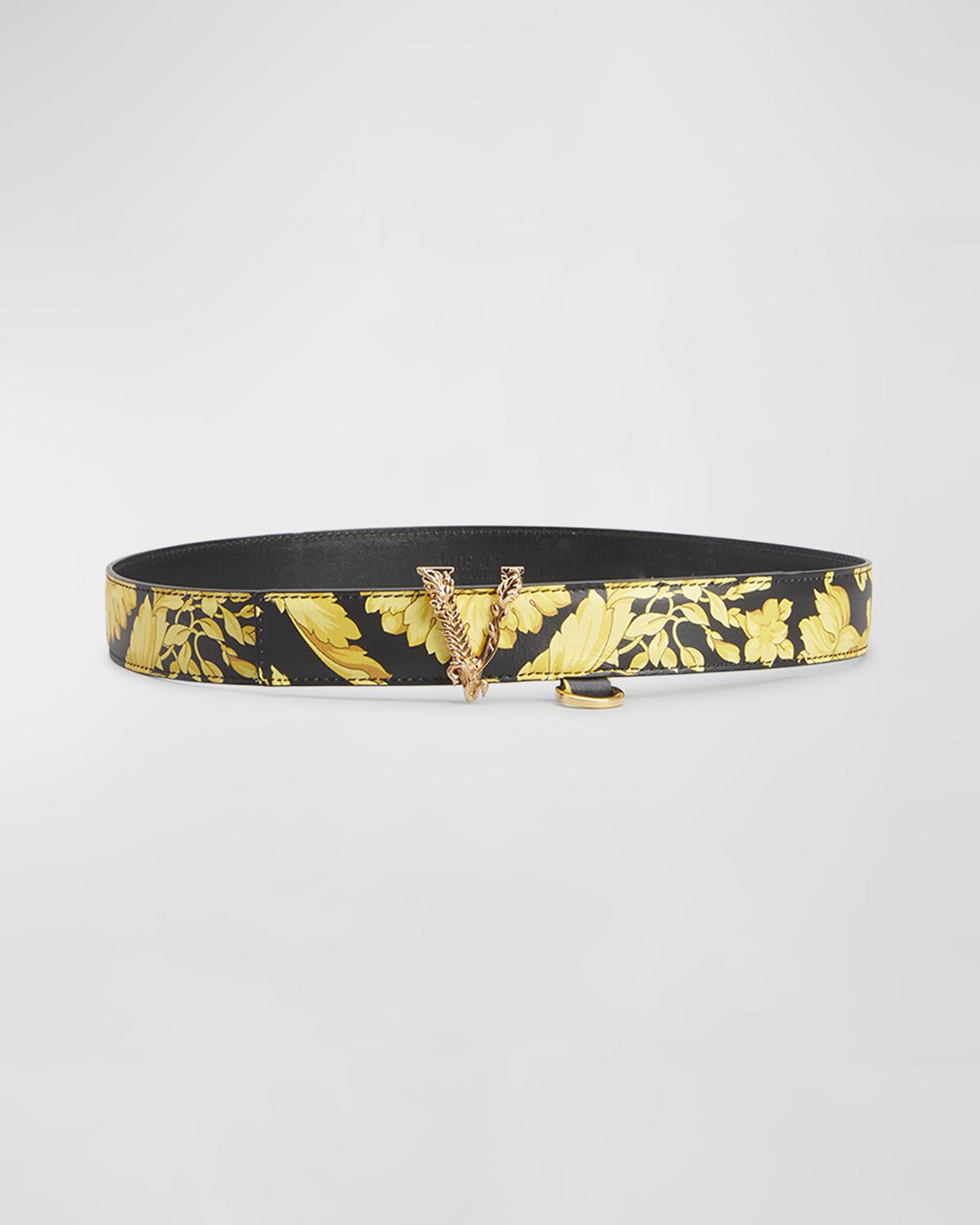Versace Belt Virtus Barocco Letter Buckle Leather White Gold Versace Medusa Barocco Reversible Leather Belt Multi main image 4