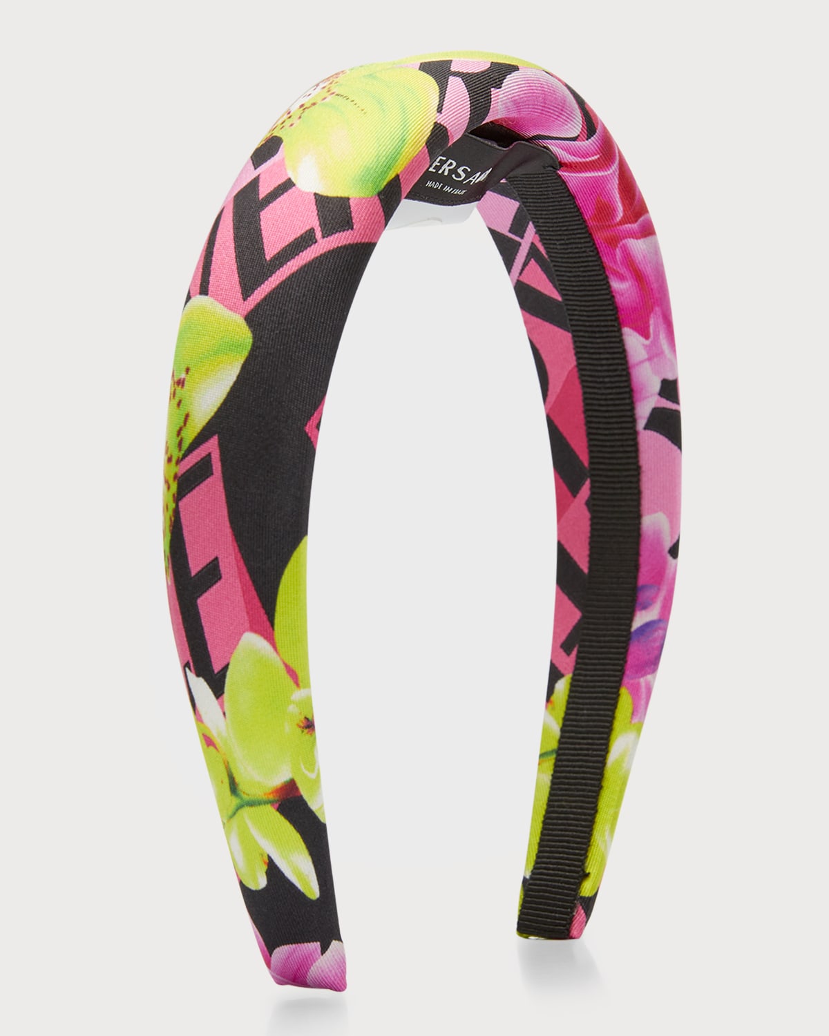 Versace Orchid-print Silk Headband In Multi
