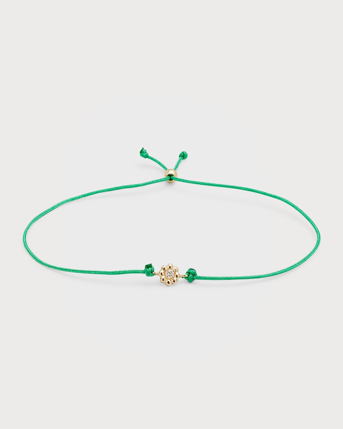 Poppy Finch 14k Gold Diamond Daisy Cord Bolo Bracelet In Emerald