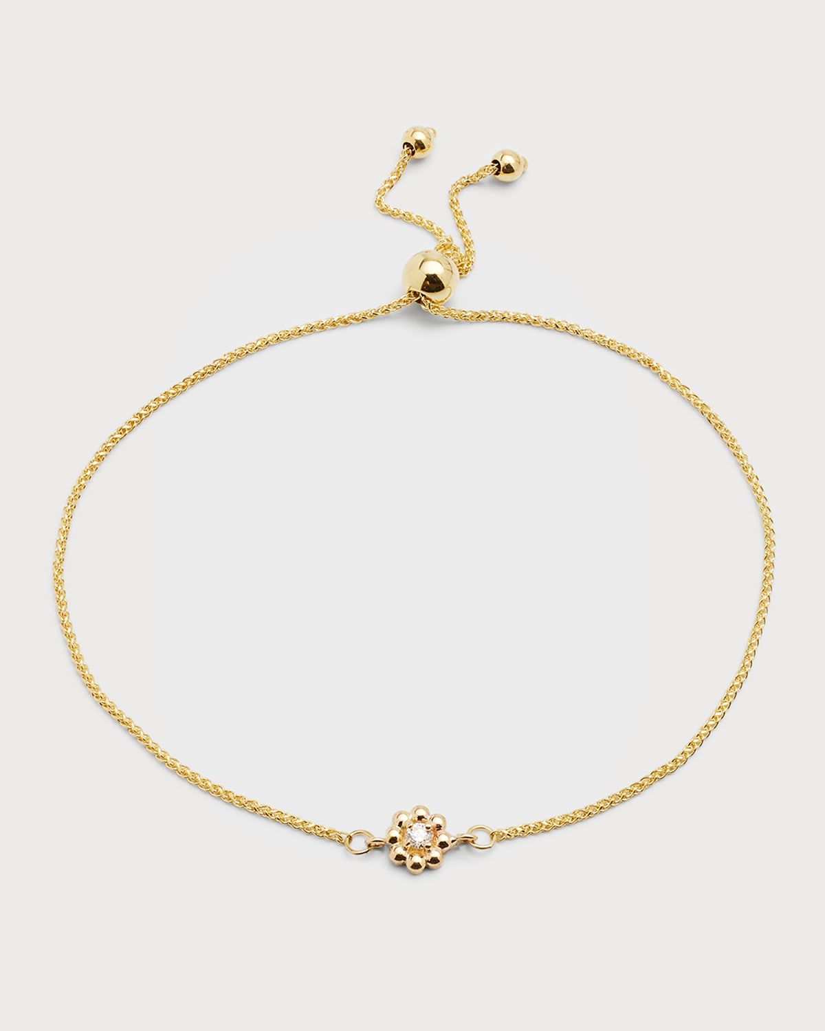 14K Gold Diamond Daisy Bolo Bracelet