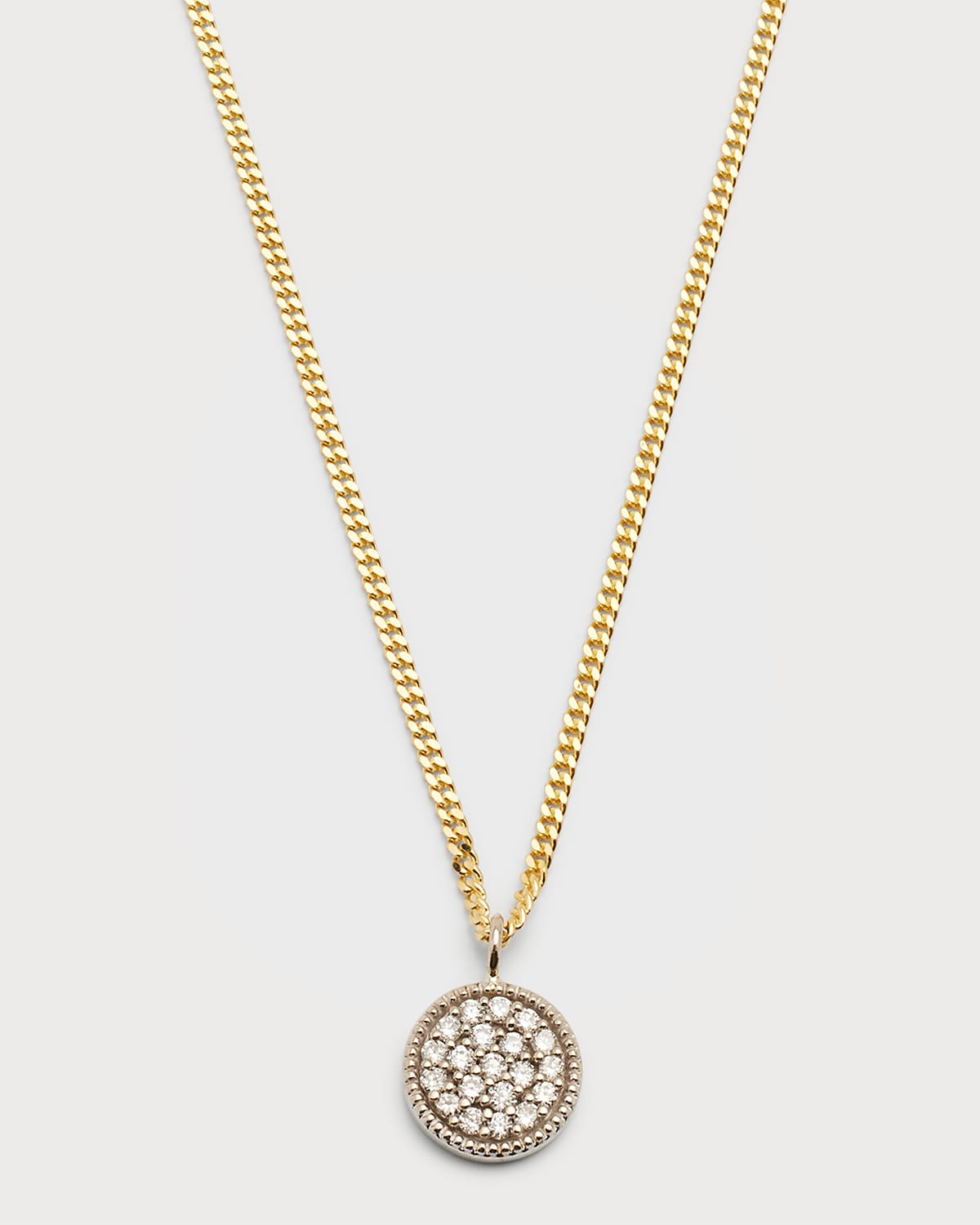 Poppy Finch Gourmet Chain Necklace W/ Diamond Pave Pendant In Gold