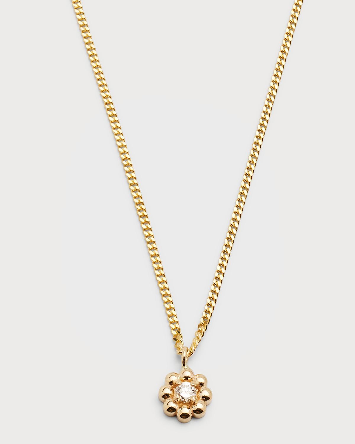 Gourmet Chain Necklace w/ Diamond Daisy Pendant