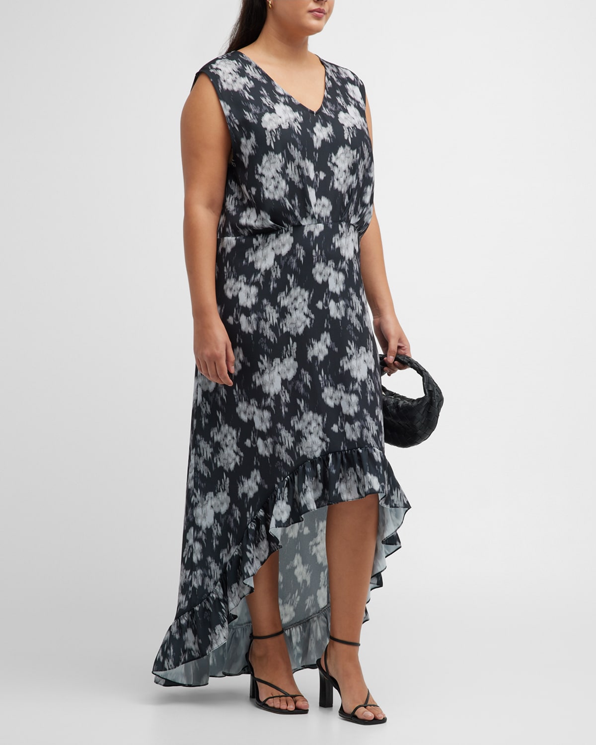 Plus Size High-Low Abstract-Print Maxi Dress