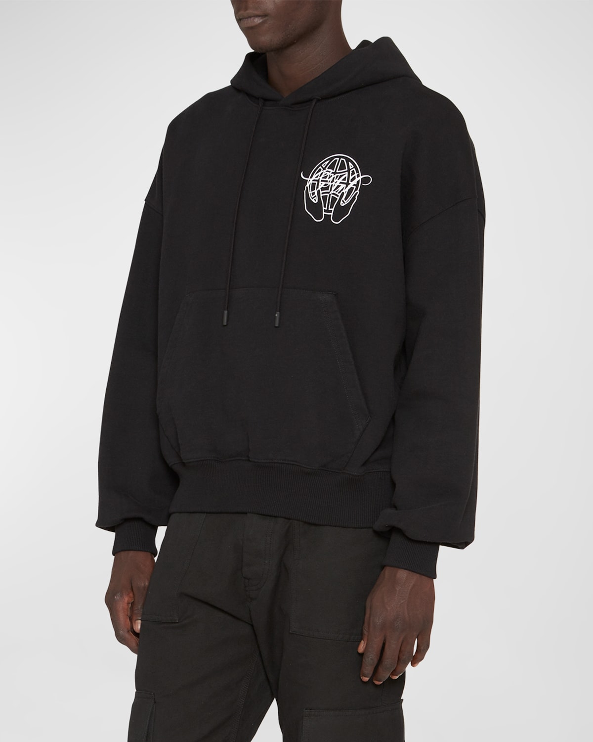 Off-white Men's Hand Arrow Terry Hoodie In Black