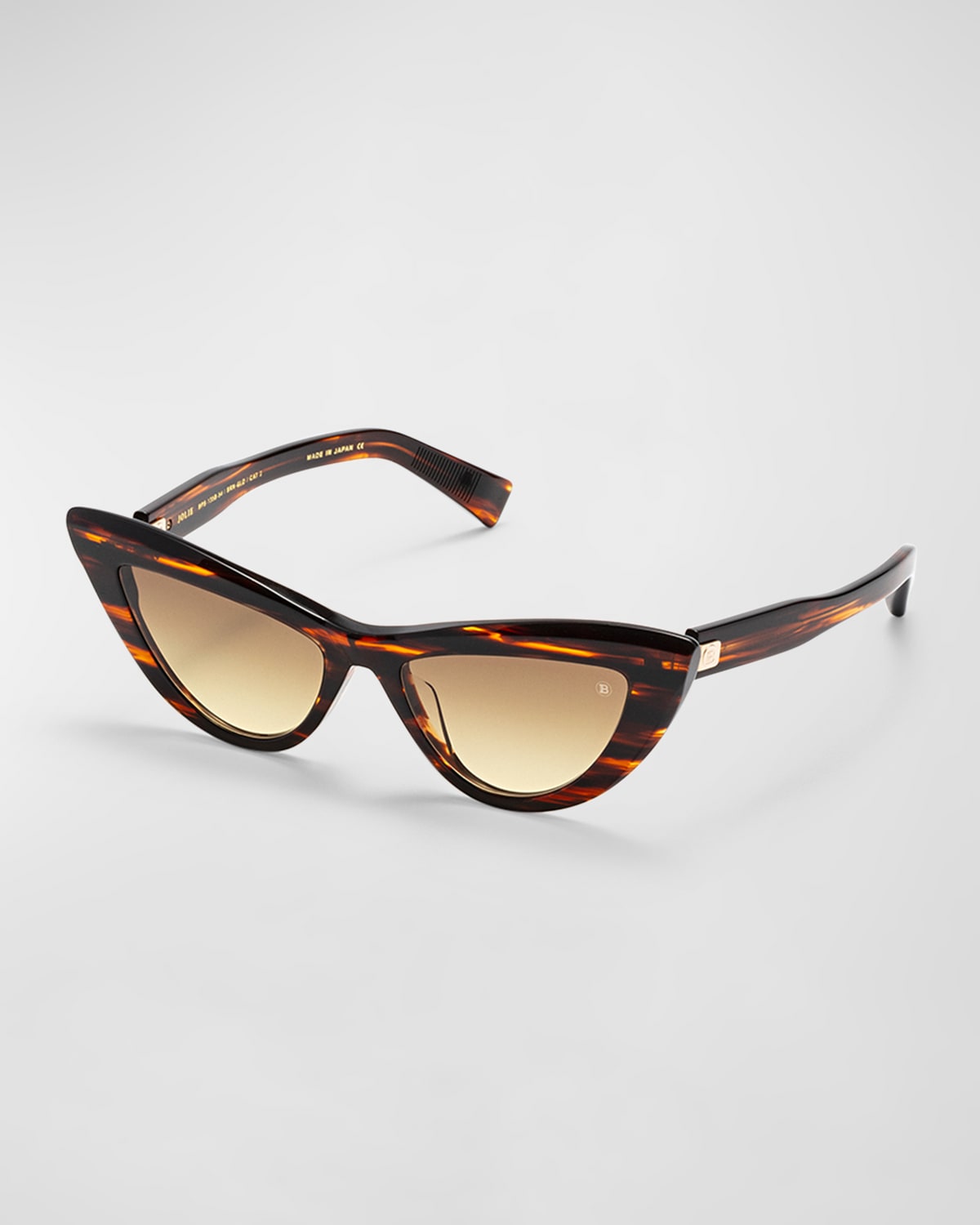 Shop Balmain Gradient Acetate & Titanium Cat-eye Sunglasses In Brn-gld
