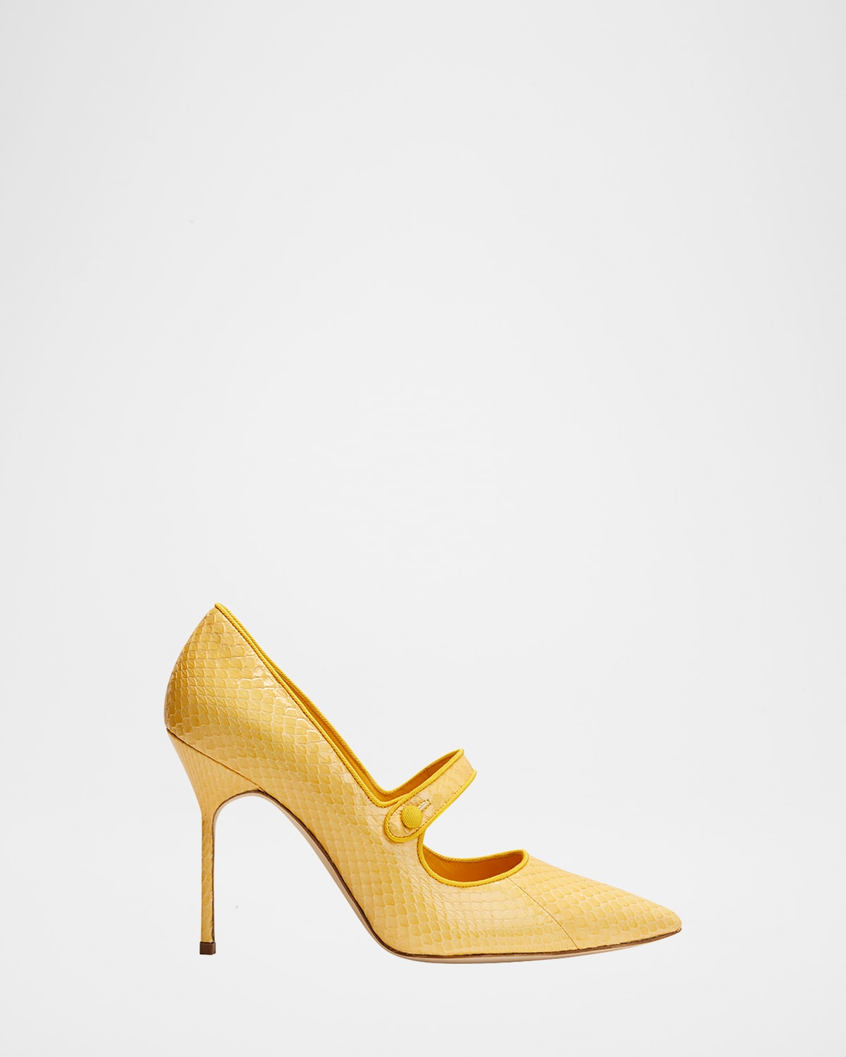 Manolo Blahnik Campari Snakeskin Mary Jane Pumps In Yellow