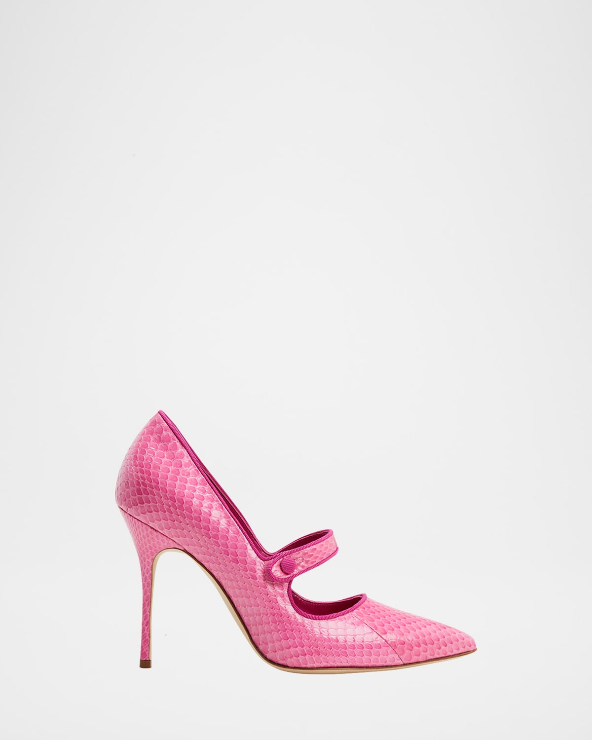 Manolo Blahnik Campari Snakeskin Mary Jane Pumps In Pink