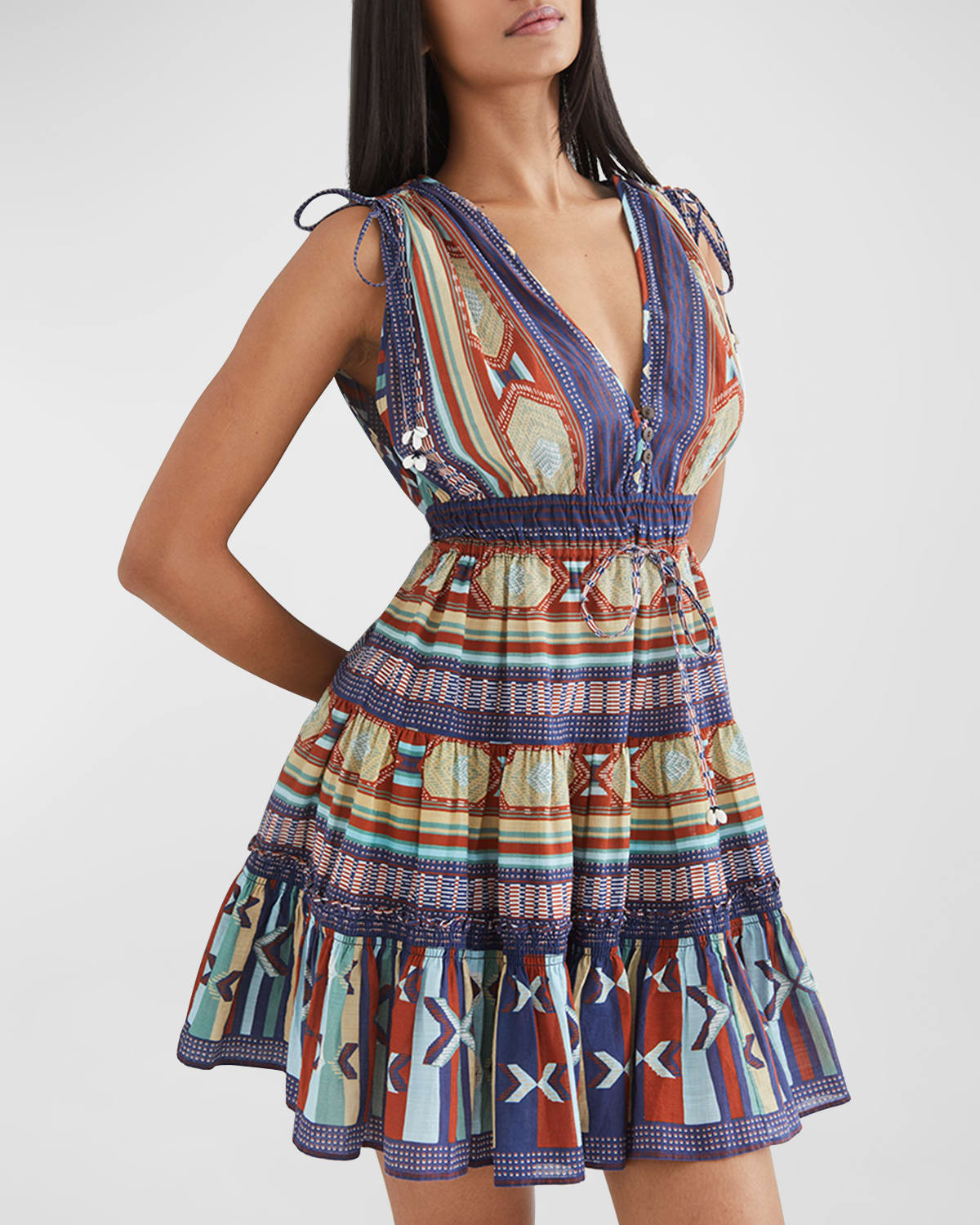 Veronica Beard Mayim Printed Cotton-voile Mini Dress In Clay Multi