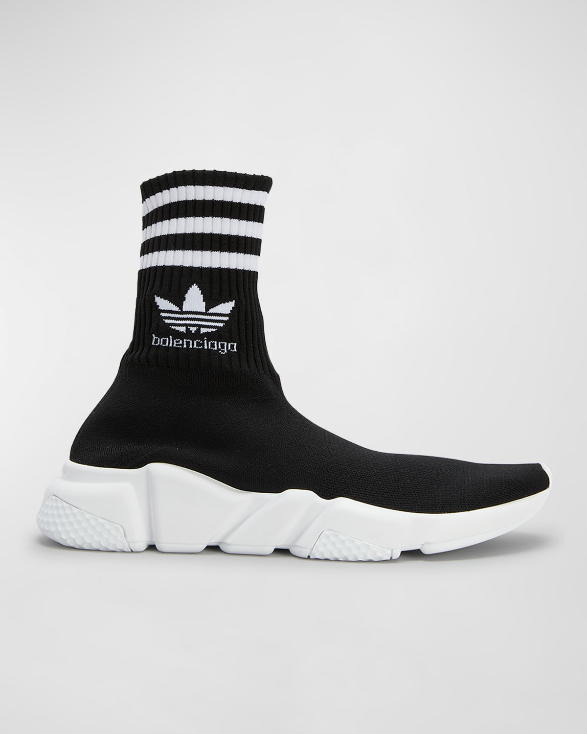 Balenciaga X Adidas Speed High-top Sneakers In Blk Blk Wht Logo