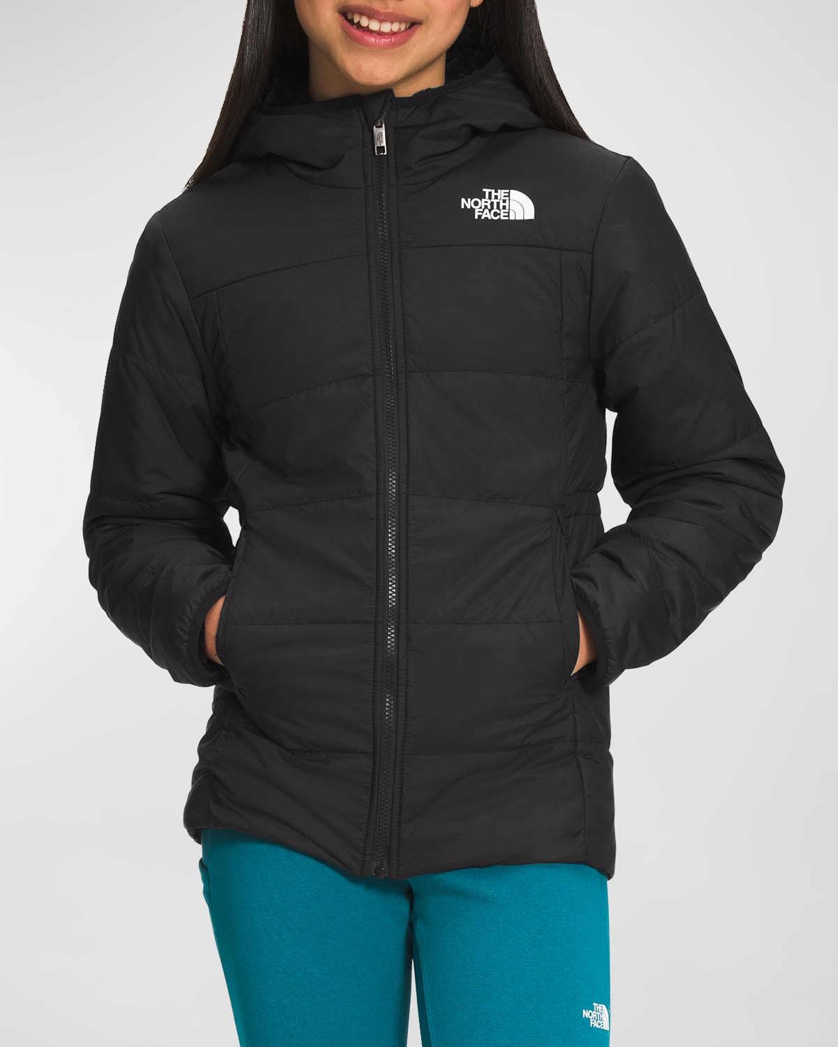 The North Face Girls' Reversible Mossbud Jacket - Big Kid In Tnf Black
