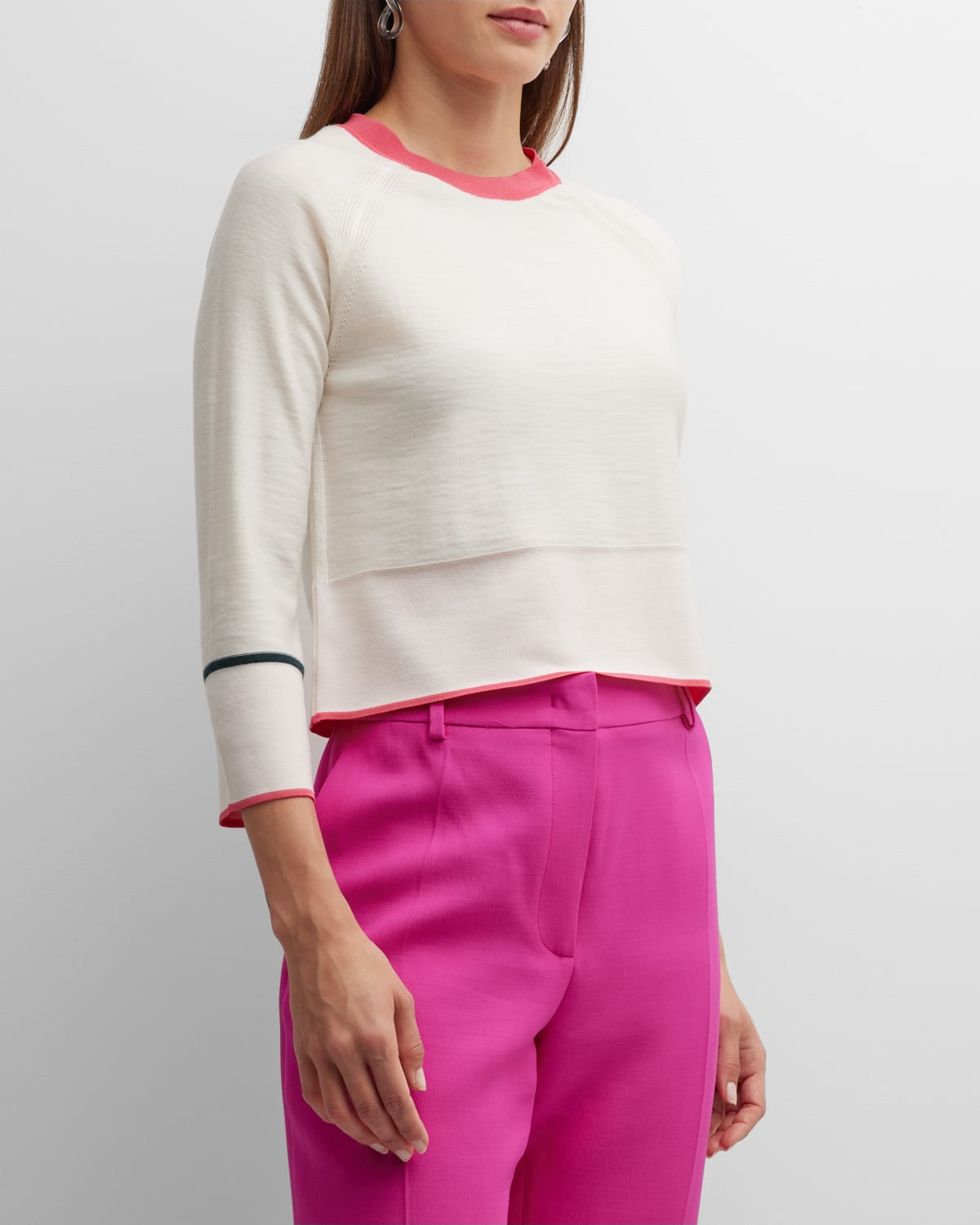 Contrast-Trim Wool Sweater