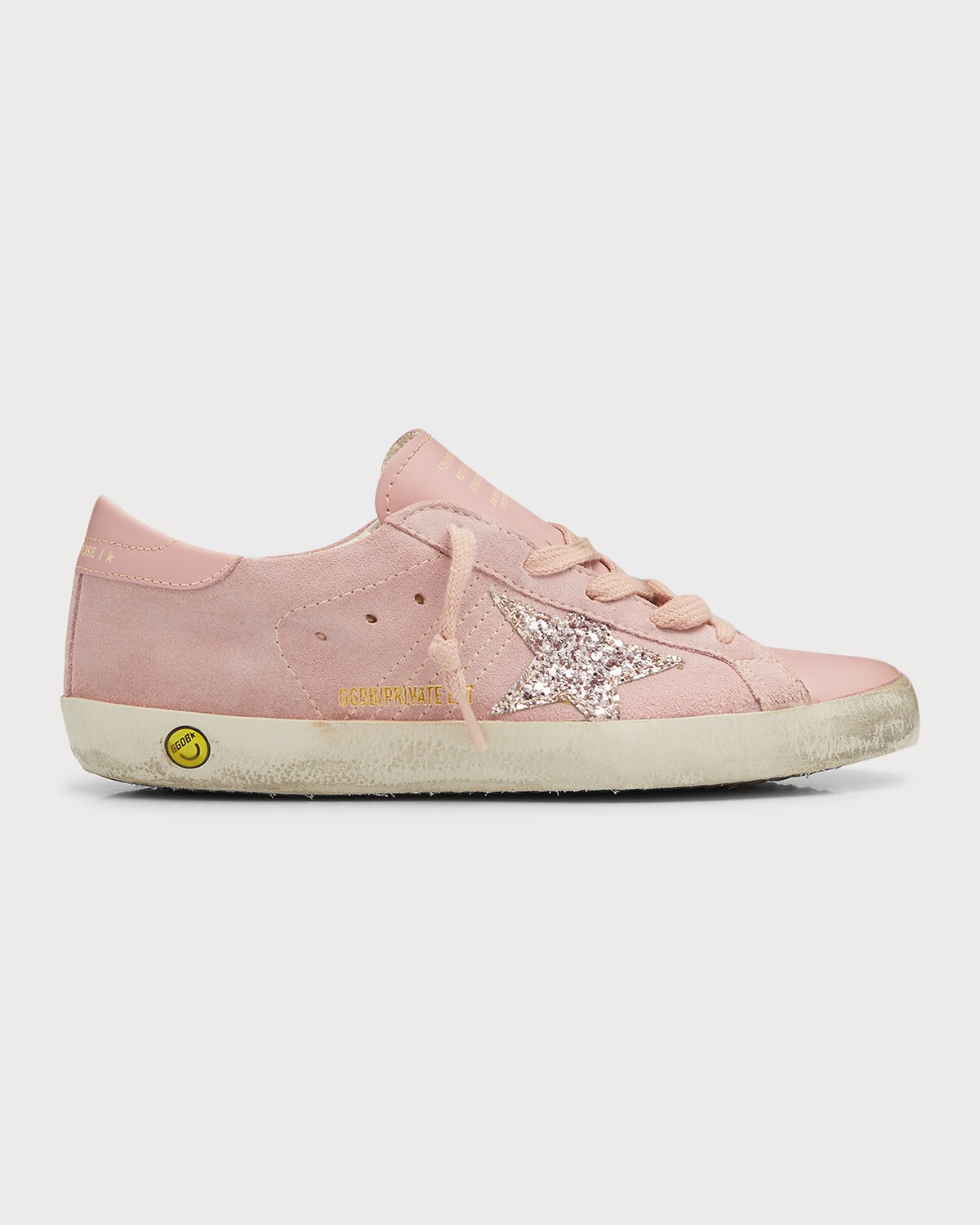 Golden Goose Girl's Glitter Star Suede Low-top Trainers, Toddler/kids In Pink