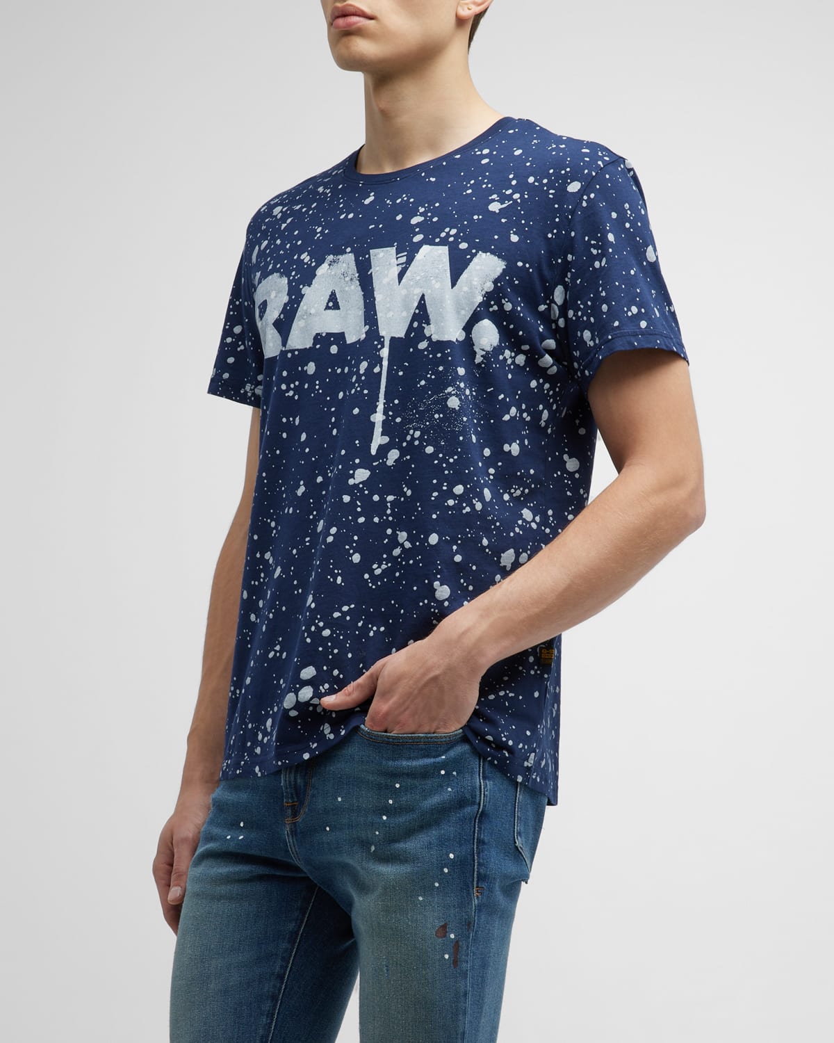 G-STAR RAW Men's Paint-Splatter Logo T-Shirt
