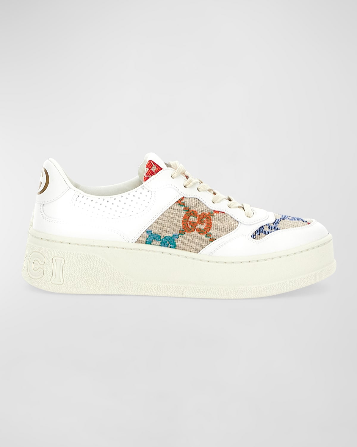 Shop Gucci Gg Multicolored Low-top Sneakers In White